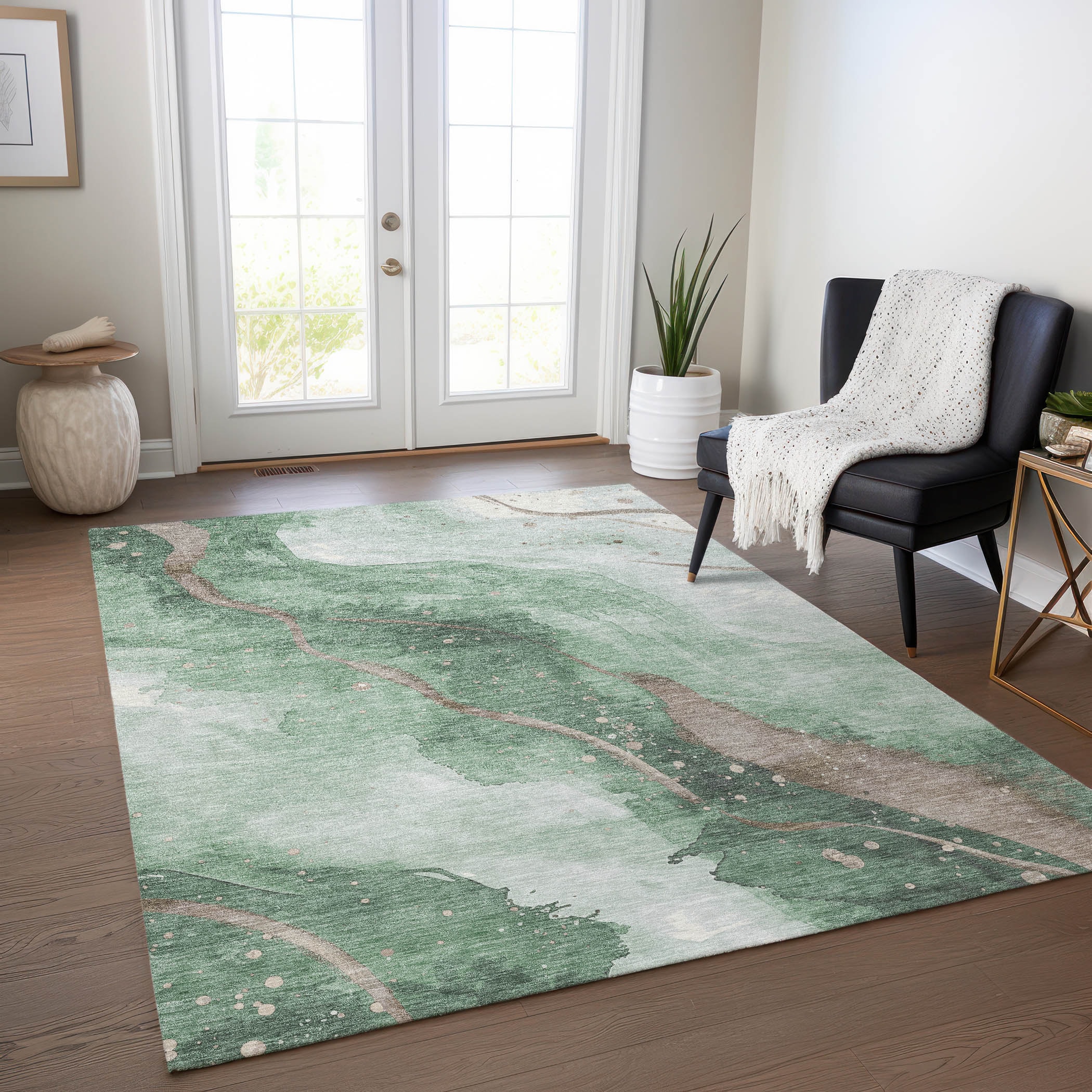 Addison Rugs ACN1530GE3X5 Chantille ACN1530GE 3 x 5 (ft) Polyester Green Rectangular Indoor/Outdoor Geometric Machine washable Area rug