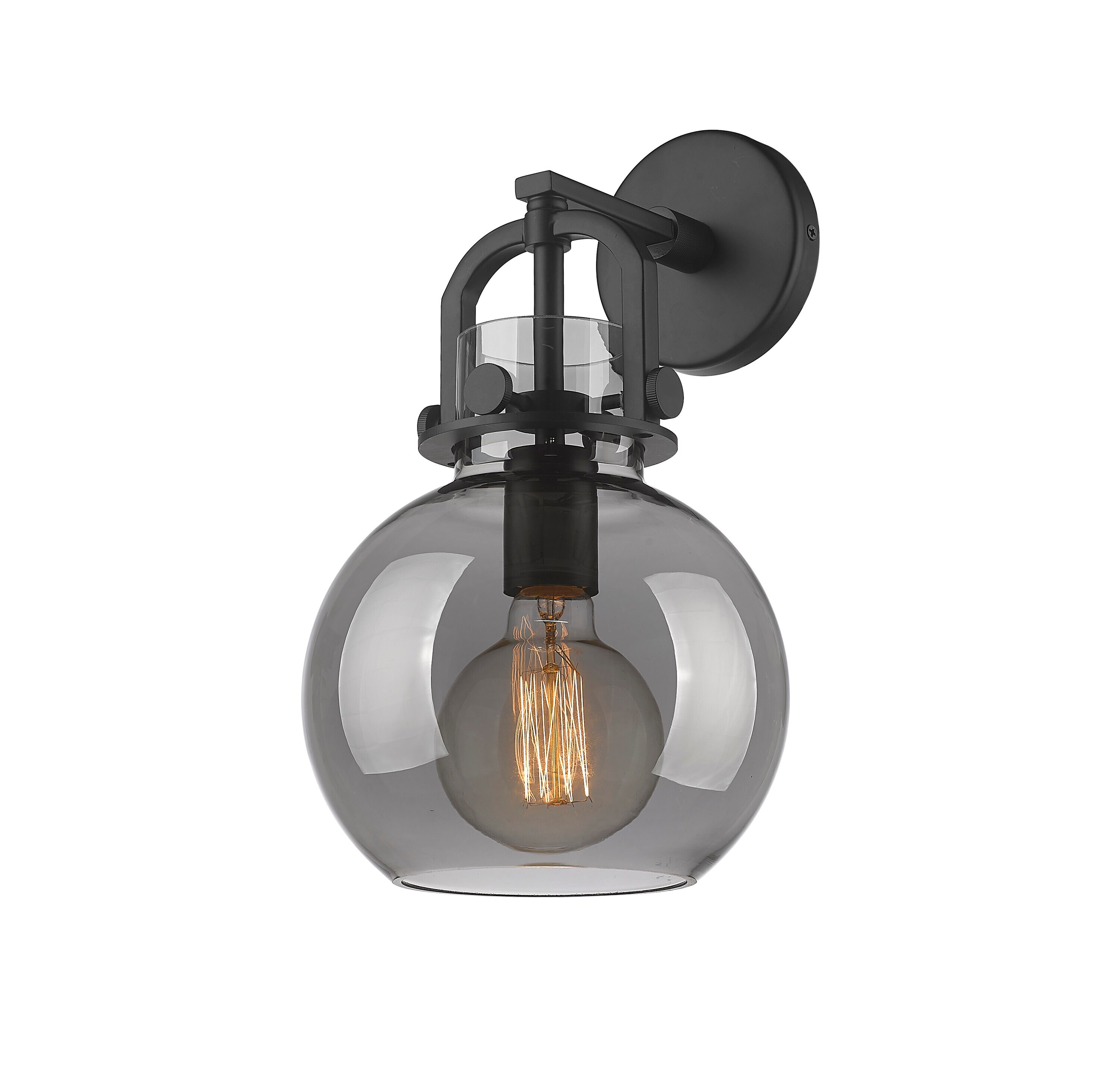 Innovations Lighting 410-1W-BK-G410-8SM Newton Sphere 8-in W 1 -Light Matte Black Industrial Wall Sconce