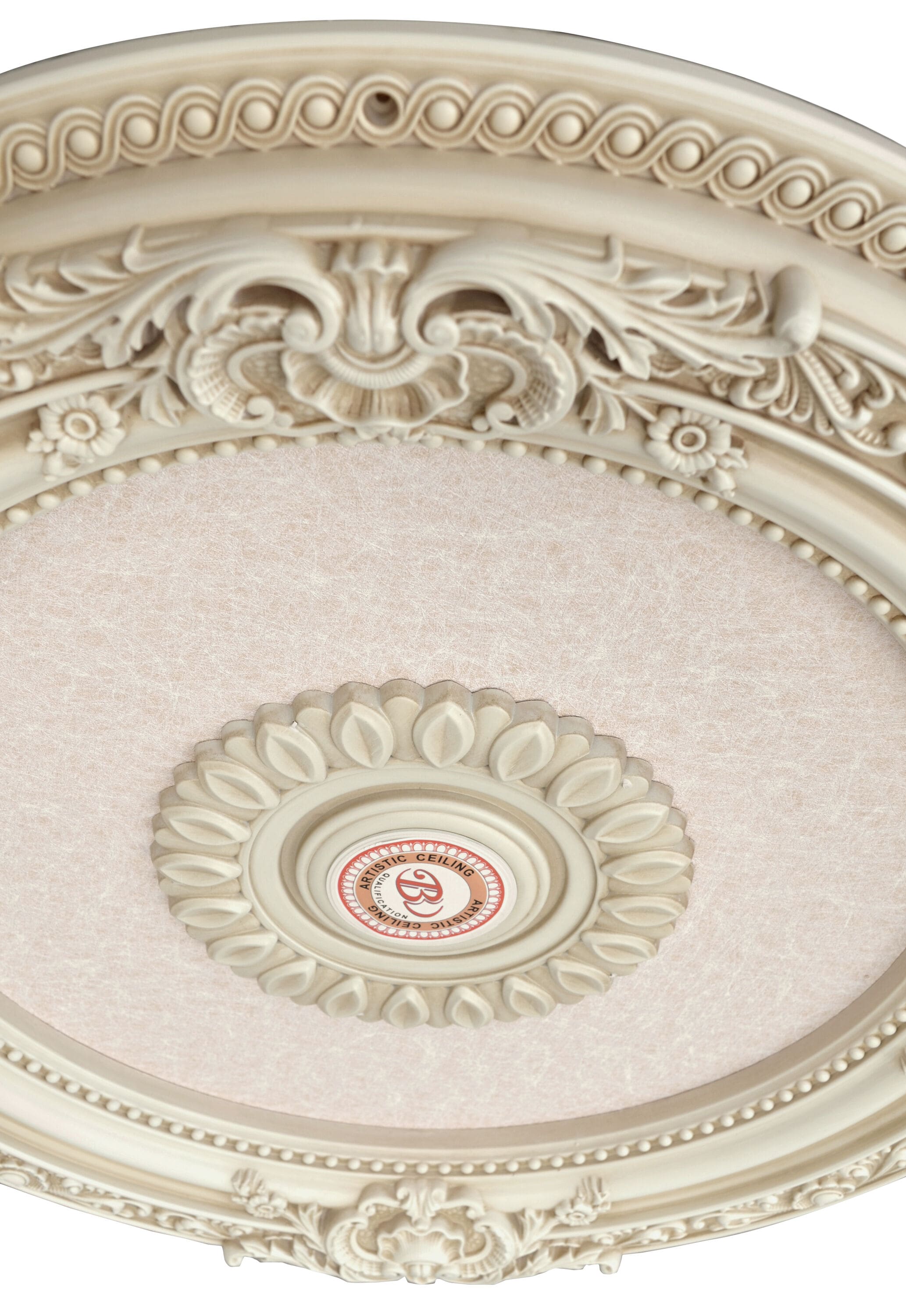 Cream Antique Polystyrene Round Ceiling Medallion, 24 Inches