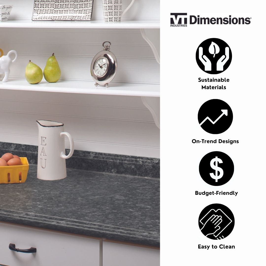 VT Dimensions Formica 72-in x 25.5-in x Midnight Stone- Straight Laminate Countertop with Integrated Backsplash in the Kitchen Countertops at Lowes.com