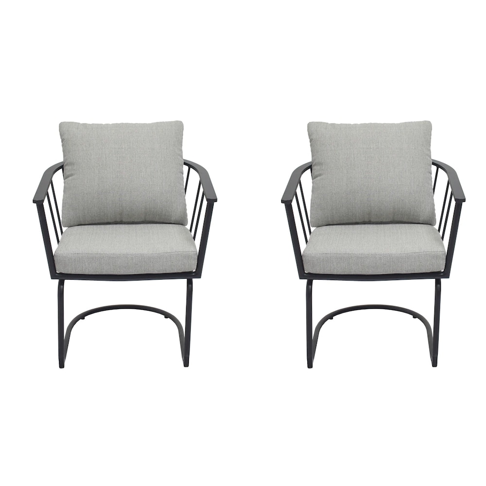 Canyon Way Set of 2 Black Steel Frame Dining Chair with Gray Cushioned Seat | - Style Selections LG-23082-AC