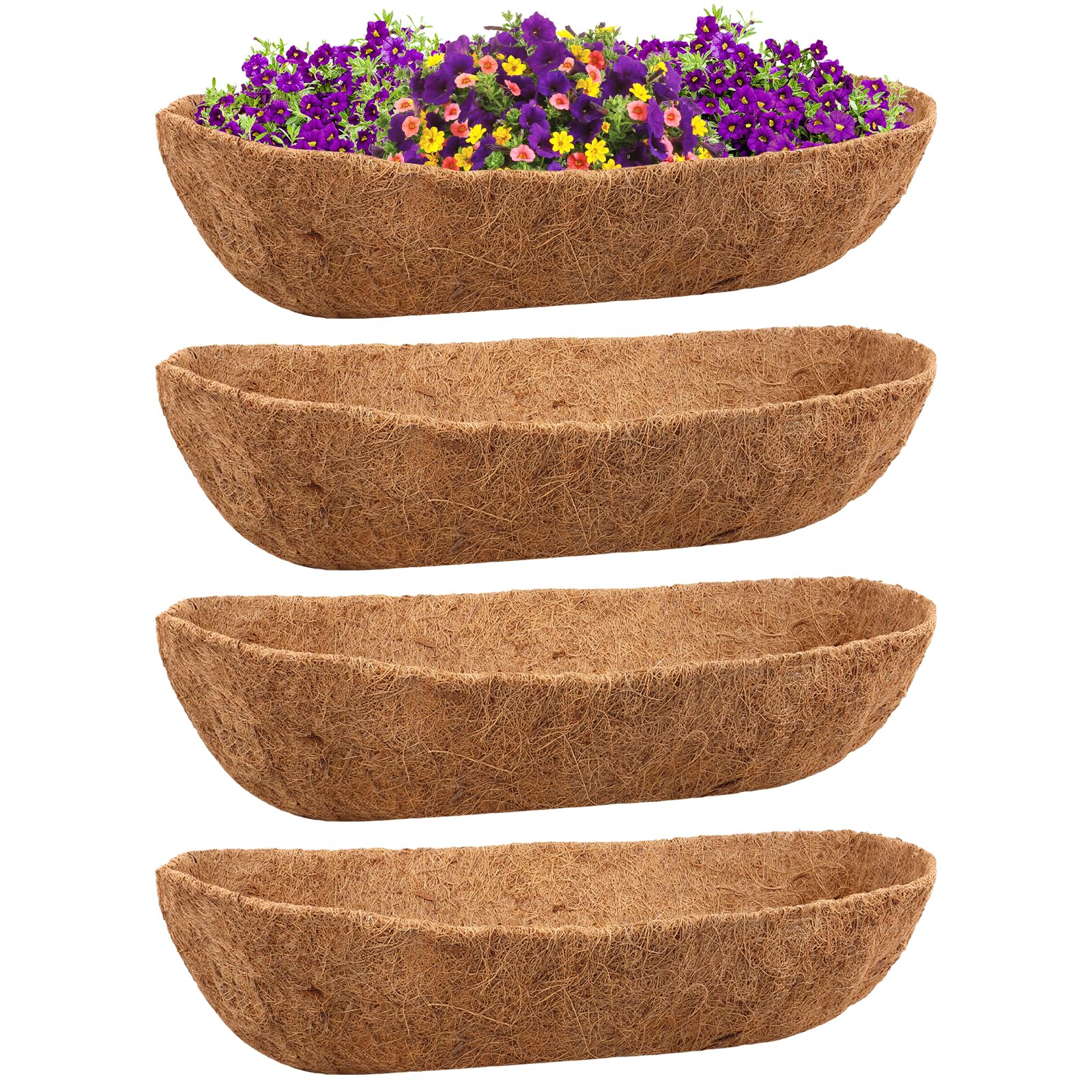 Misopily - 4 pack 36 inch trough coir liners natural coconut fiber window box liners for wall pl...