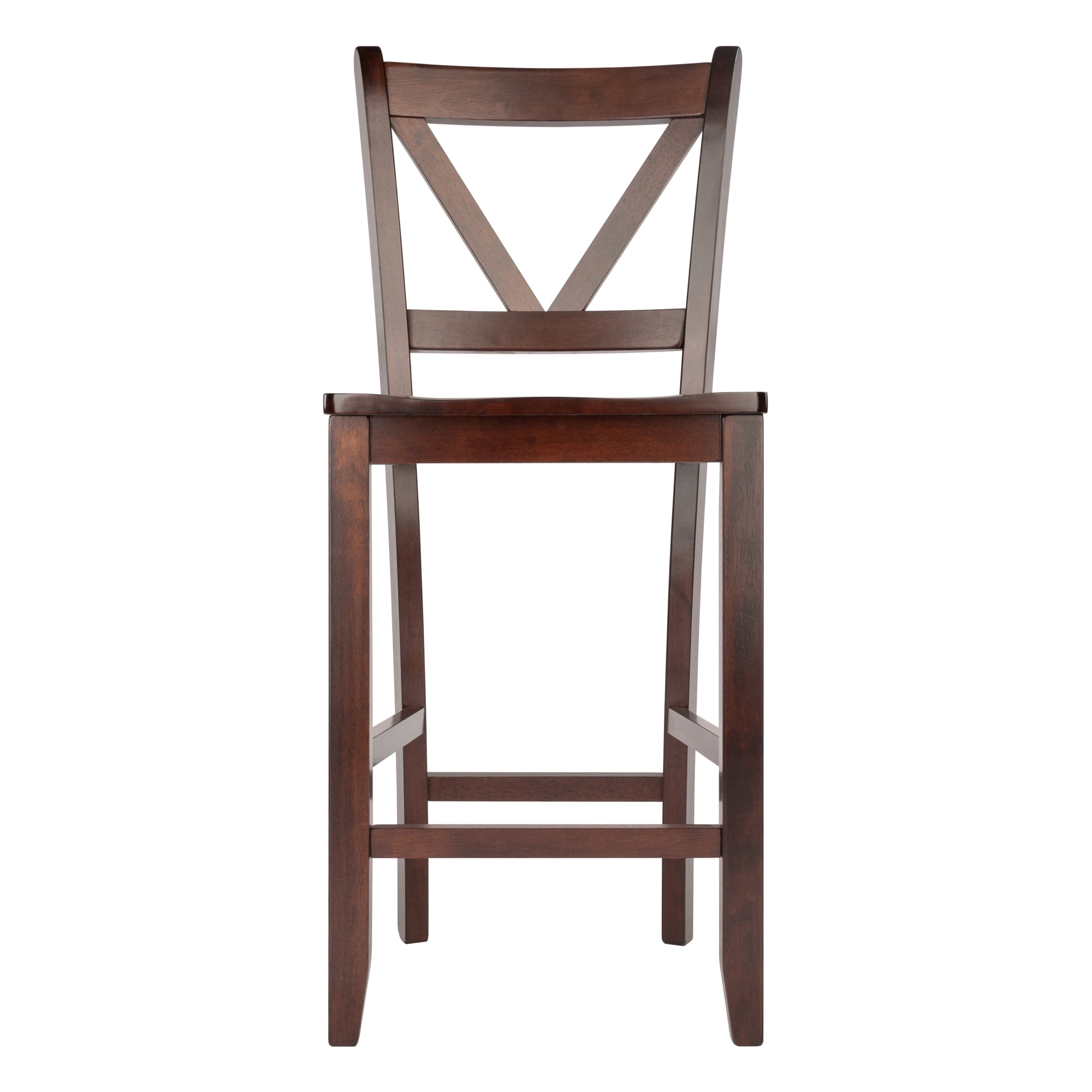 Winsome Walnut Mid-Century Modern V-Back Counter Stools, Set of 2