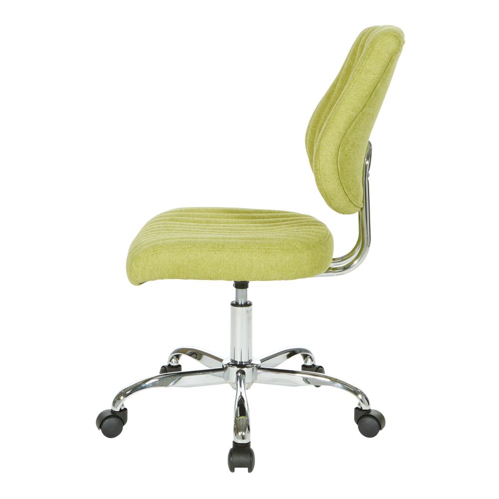 Basil Green Fabric Ergonomic Swivel Office Chair with Chrome Base