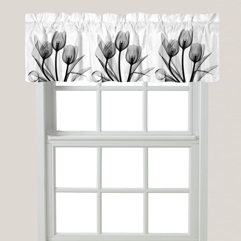 Laural Home BWT6018WV Monochromatic black tulips 18-Inches Multiple colors Polyester Rod pocket Valance