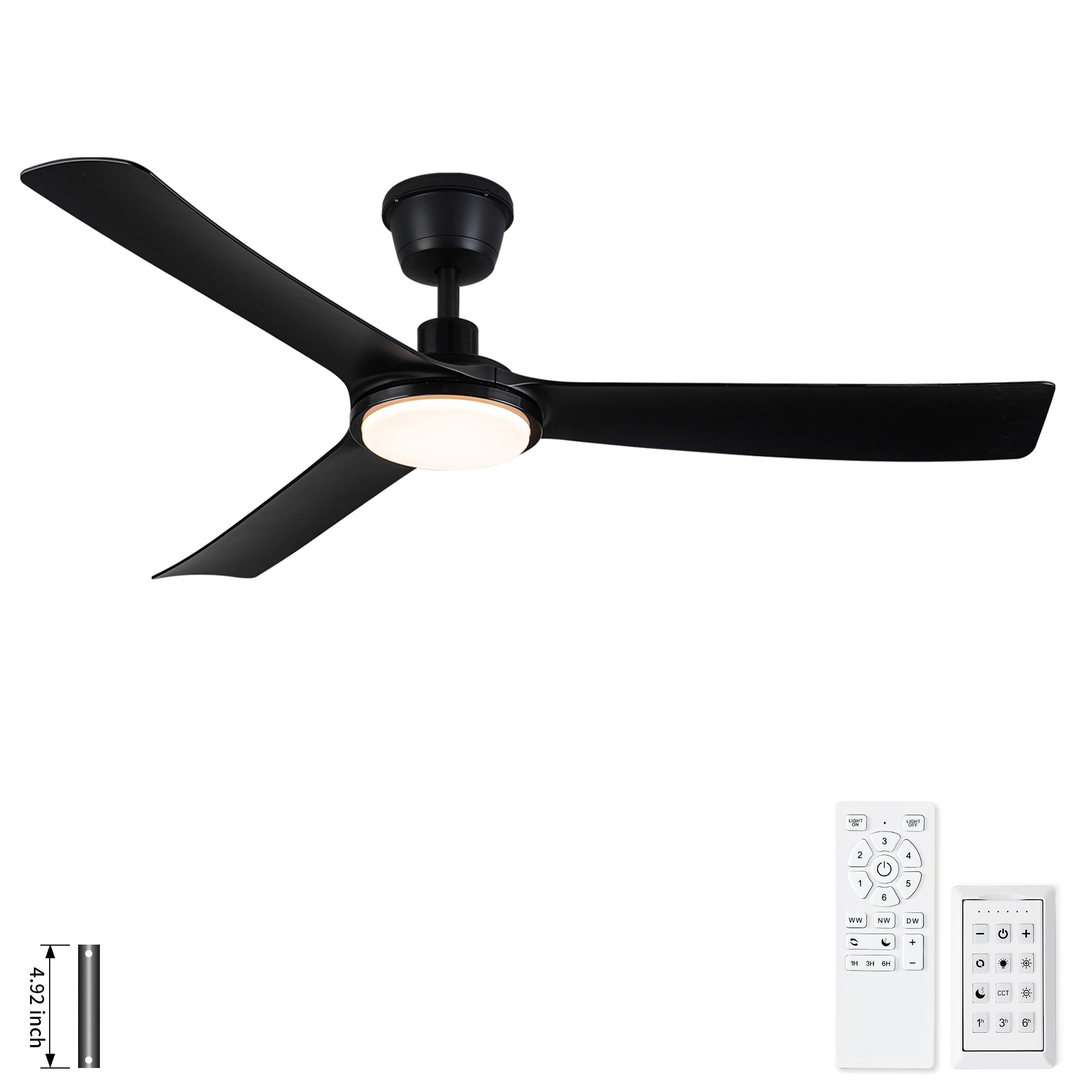 Fun Orange 56-in Black with Black Blades LED Ceiling Fan With Light and Remote Control Included 3 -Blade