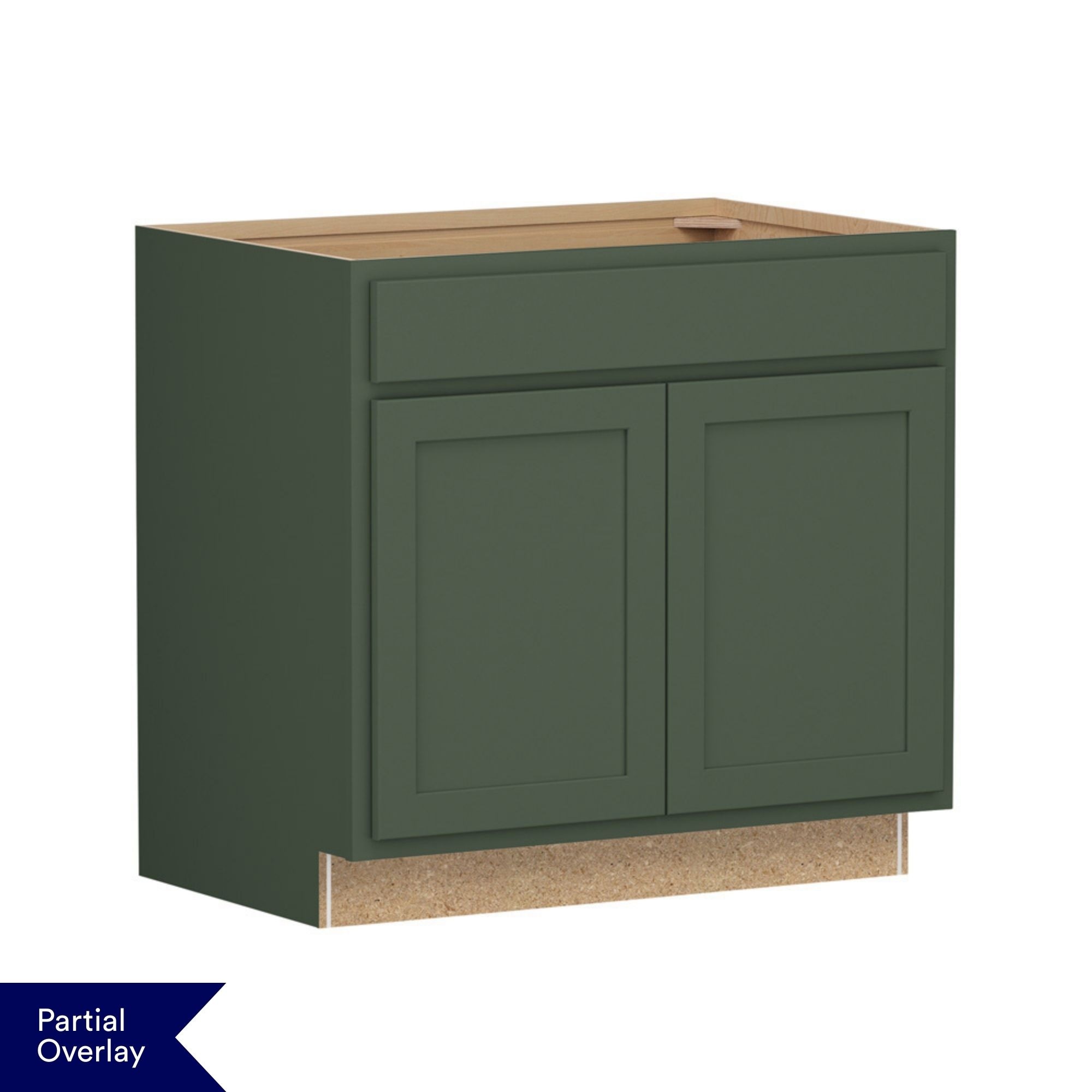 Shenandoah Breckenridge POL 36-in W x 34.5-in H x 24-in D Sage Painted Sink Base Fully Assembled Cabinet Recessed Panel Shaker