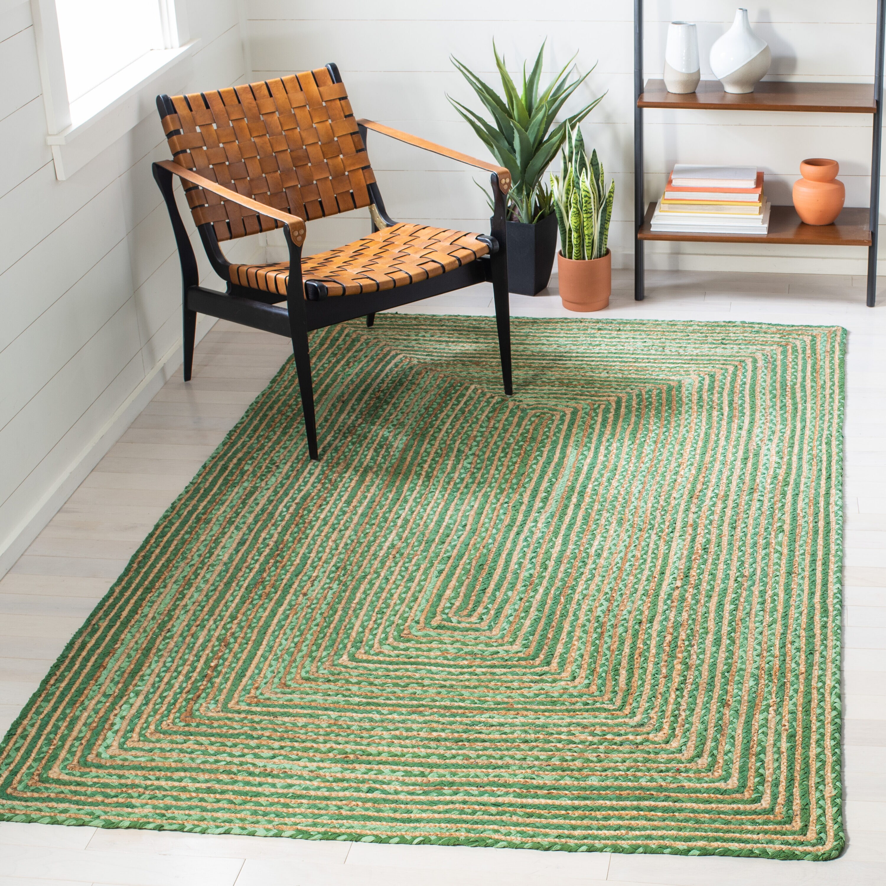 Safavieh CAP202Y-4 Cape Cod 202Y Green Natural Bohemian Small Rectangle 4ft x 6ft Rug