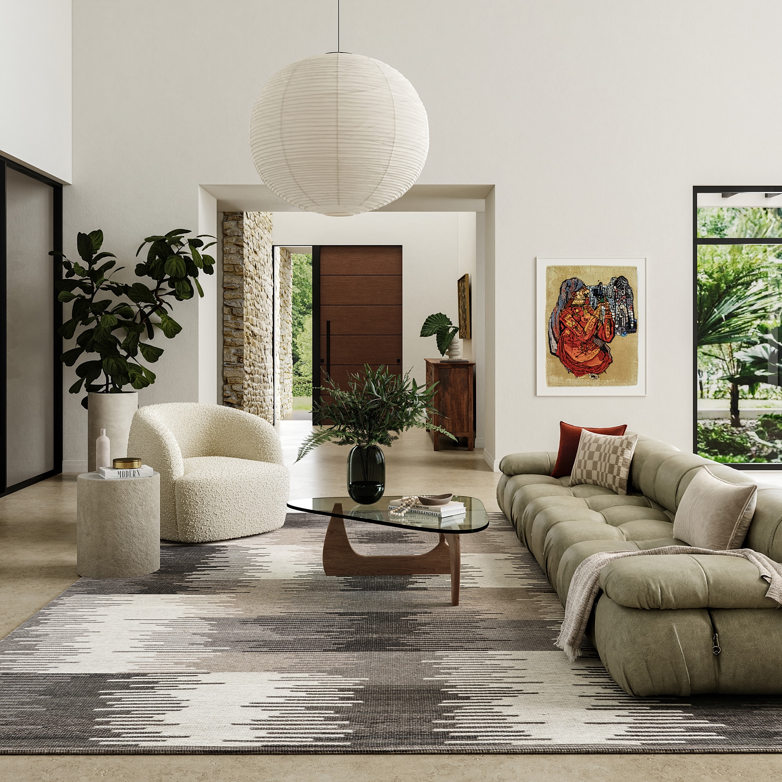 nuLOOM 200CCMI01A-508 Memento Abstract Reversible Wool 5ft. x 8ft. Charcoal Area Rug