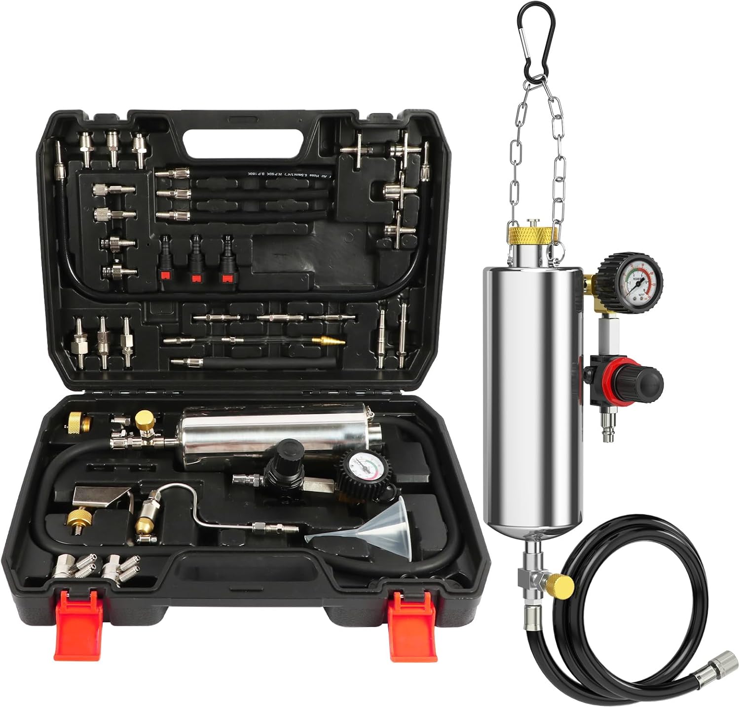 AUTOOL  Fuel Injector Cleaner Kit 1000ML 150PSI Professional Fuel System Cleaning Tool for Automotive Intake Valve Throttle Body and Catalytic Converter Non Dismantle Gasoline Engine Carbon Deposit Remover with Carrying Case