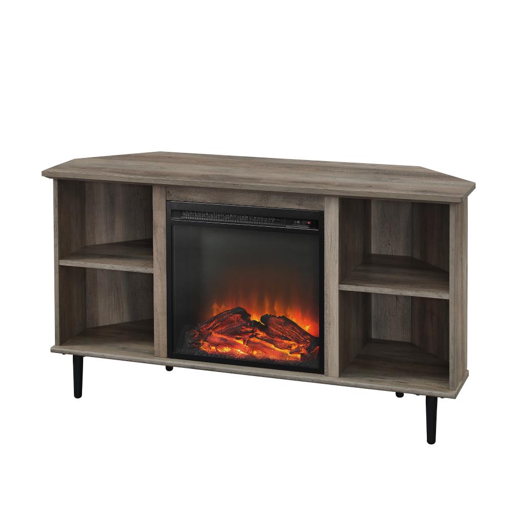 Walker Edison 47.75in W Grey Wash TV Stand with LED Electric Fireplace