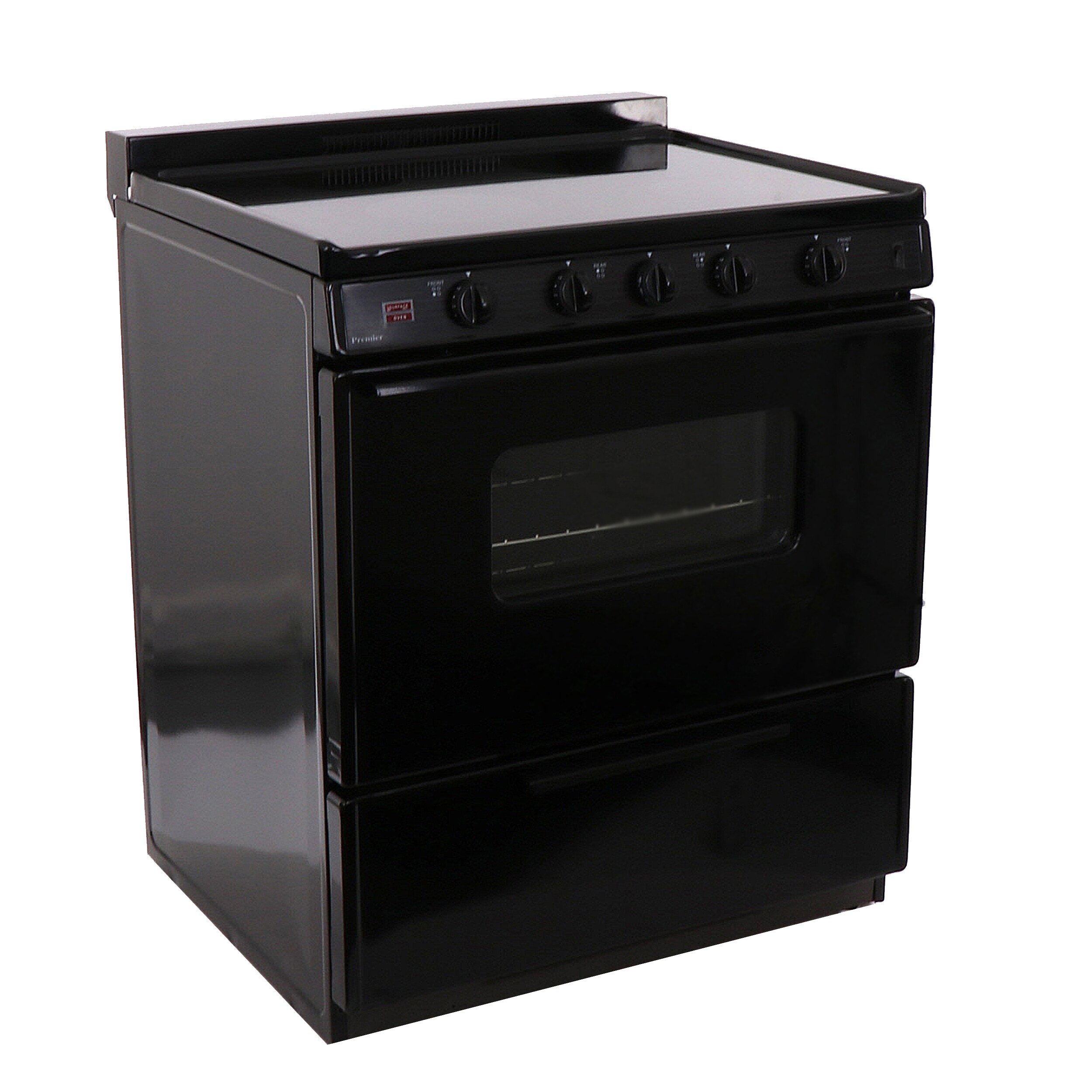 Premier 30-in Glass Top 4 burners 3.9-cu ft Freestanding Electric Range with WipeClean Coating ( Black on Black )