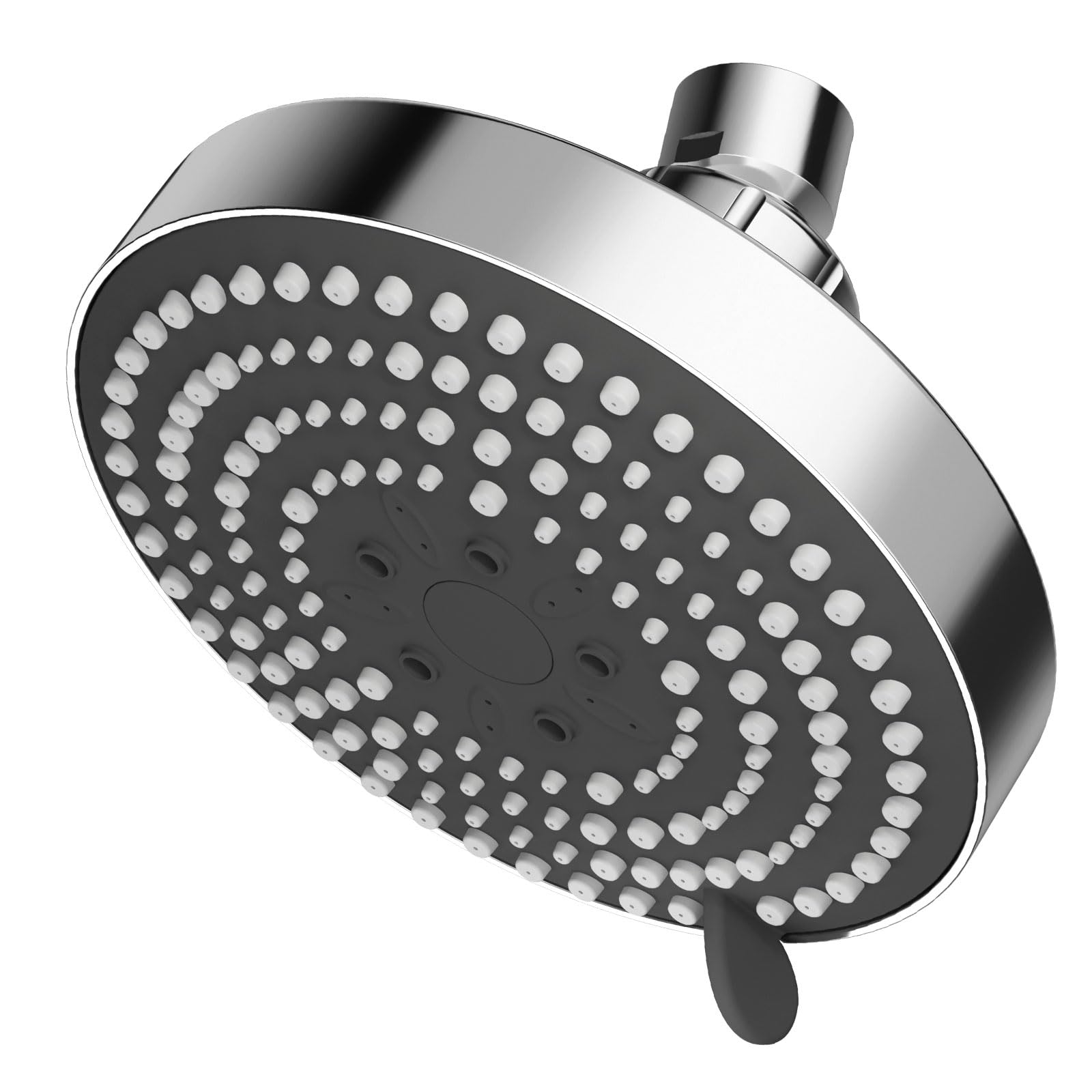 Anqtovp  High Pressure Shower Head Fixed 6 Mode Adjustable Swivel Chrome ABS Easy Install Fits Standard Half Inch Shower Arm 5 Inch Face