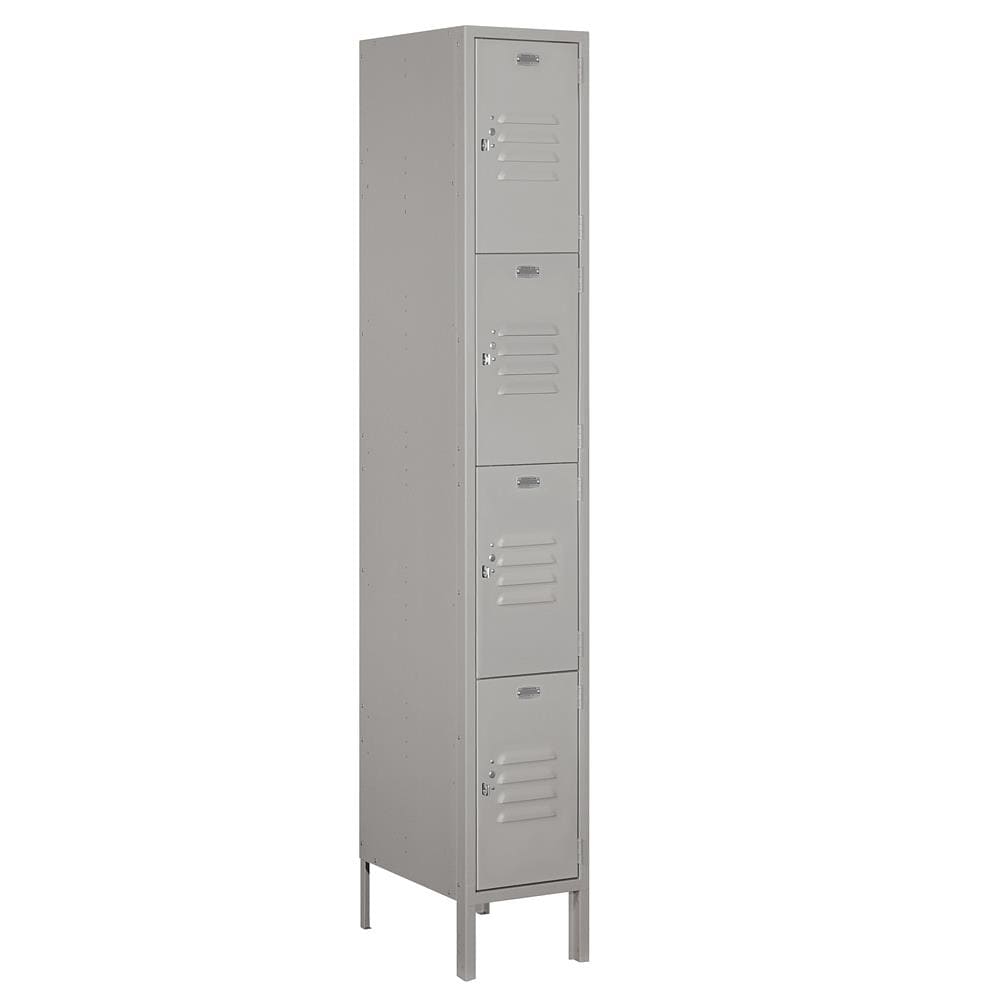 SALSBURY INDUSTRIES 64168GY-U 12-in Wide Four Tier Standard Metal Locker- 1 Wide- 6 -ft High- 18 -in Deep- Gray- Unassembled