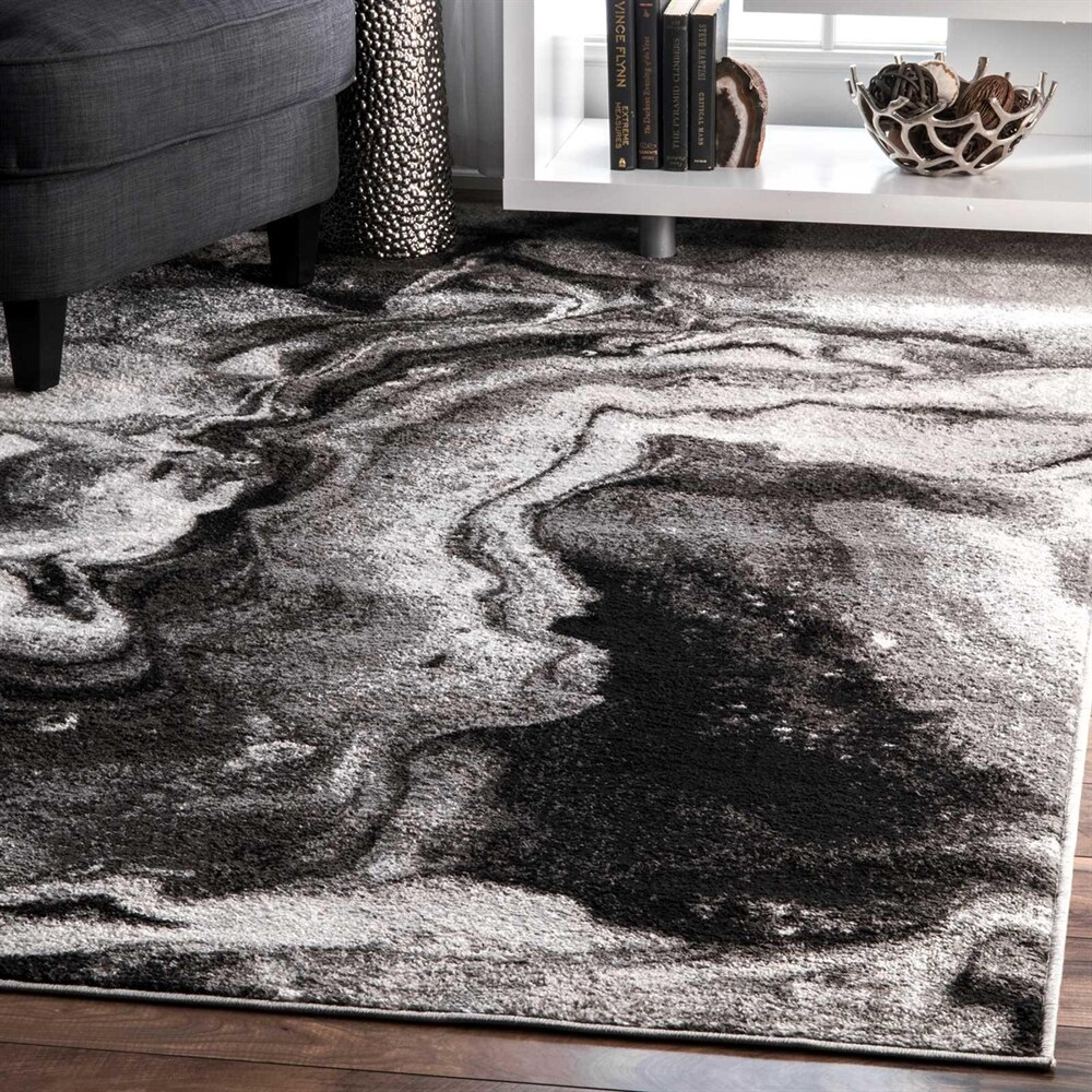 nuLOOM Dali Machine Washable Modern Abstract Area Rug - 2' 6 x 8' Runner - Grey