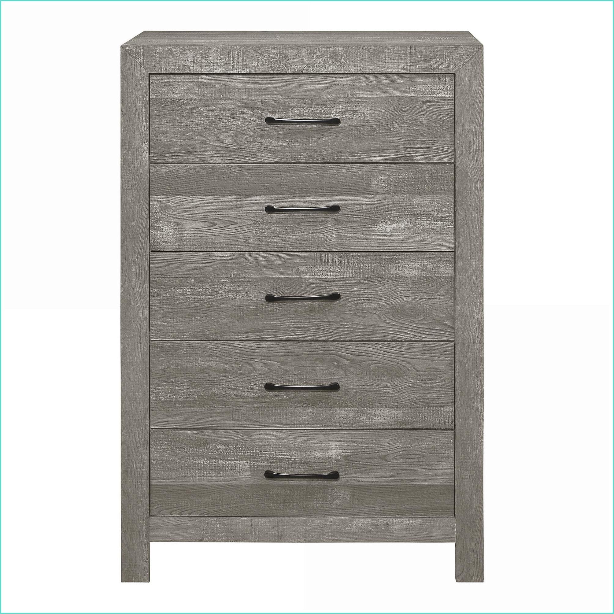 SunJet Chests Wardrobes Rustic Modern Gray 5Drawer Storage Chest Faux Wood Veneer Gray Wood