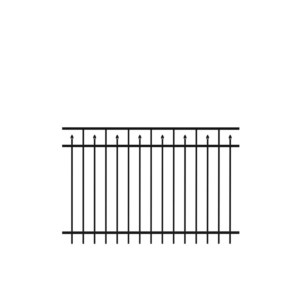 Freedom Concord 4-ft H Black Aluminum Spaced Picket Flat-top Decorative Fence Gate