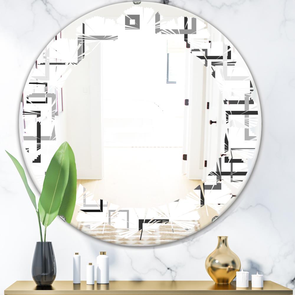 Designart MIR24451-C3-C24 24-in W x 24-in H Round Multi-color Polished Frameless Wall Mirror