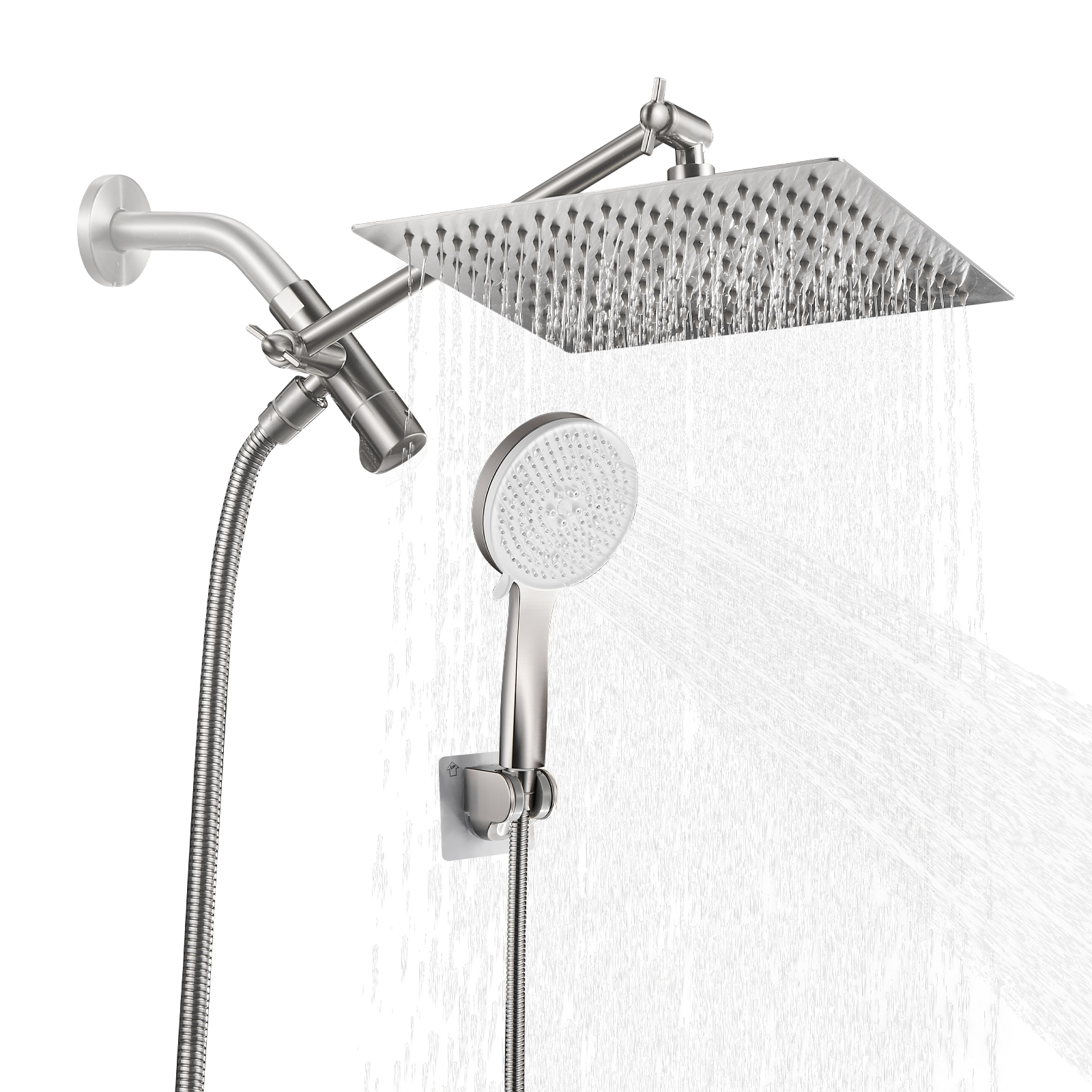 Cobbe LSSHK0510N 5.0 -Spray Nickel 10-in Round Dual/Combo High Pressure Rain Shower Head 1.8 GPM