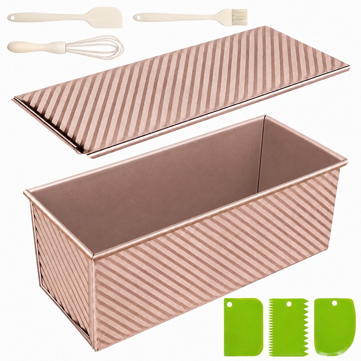 Etokfoks  1 Cup Carbon Steel Nonstick Square Bread Pan with Lid for Baking Sandwich Shokupan Pain de Mie Sourdough