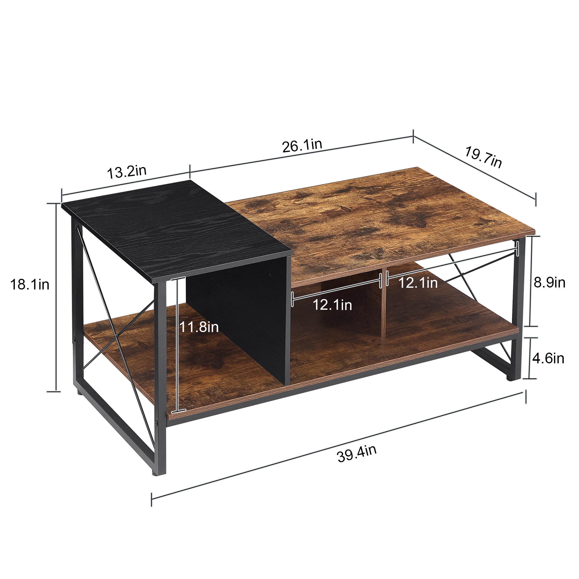 Vecelo LOE-COT08-BRN Coffee-Tables - View #3