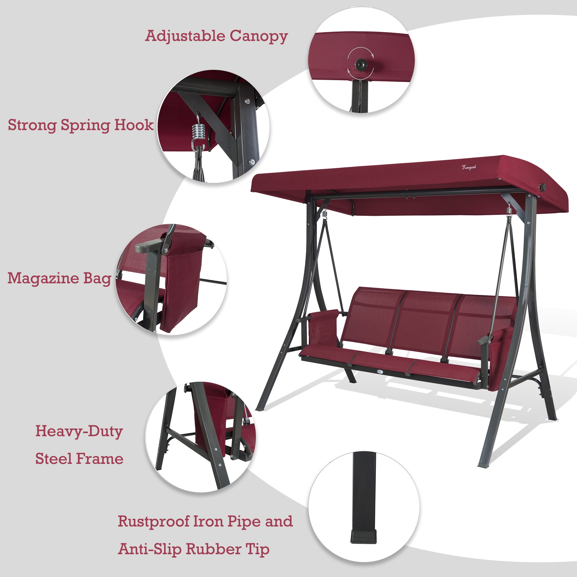 Kozyard KZSW3409R Swing-Gliders - View #4