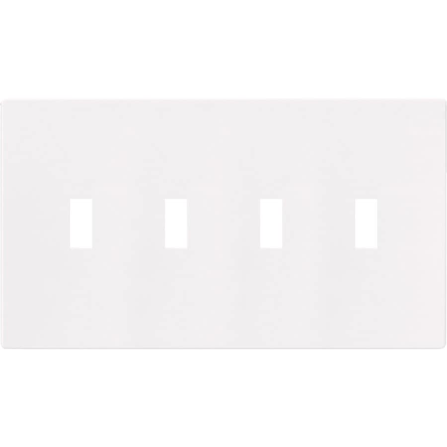 Eaton PJS4W 4 -Gang Midsize Size White Polycarbonate Indoor Screwless Toggle Wall Plate