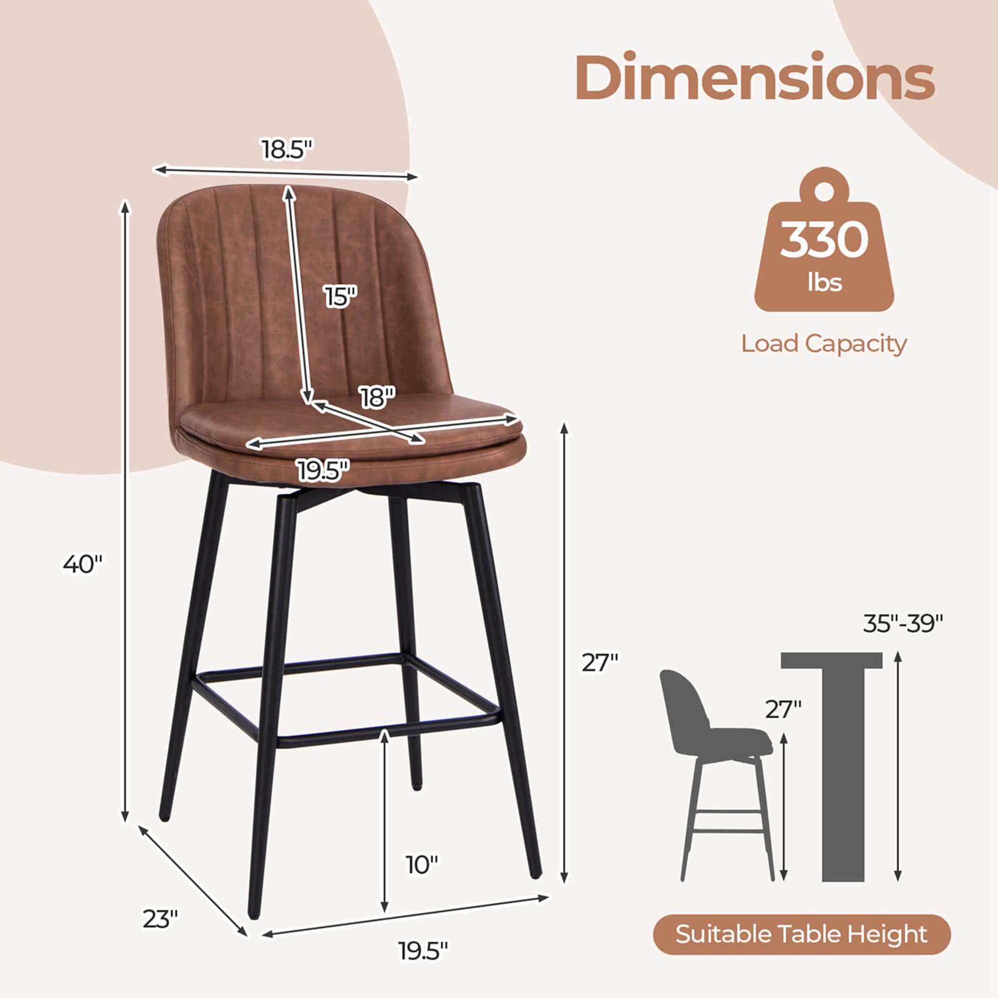 Costway HCST02691 stools - View #2