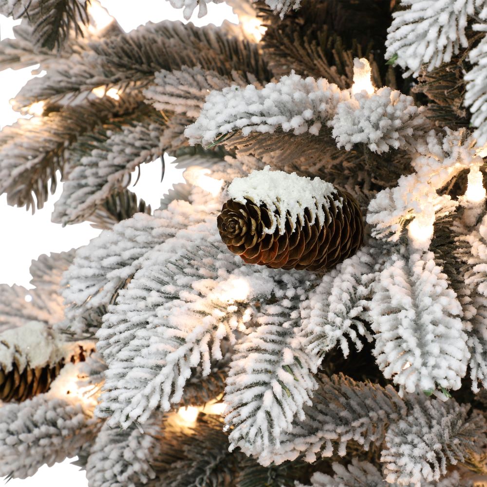 Puleo International 7.5' Pre-Lit Flocked Slim Fir Christmas Tree - 9152510