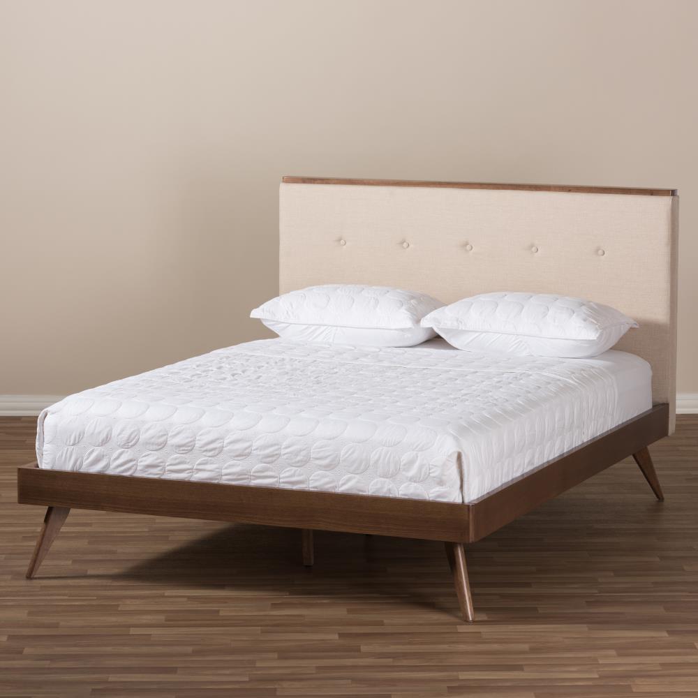 Baxton Studio Bella Beige Queen Wood Platform Bed at Lowes