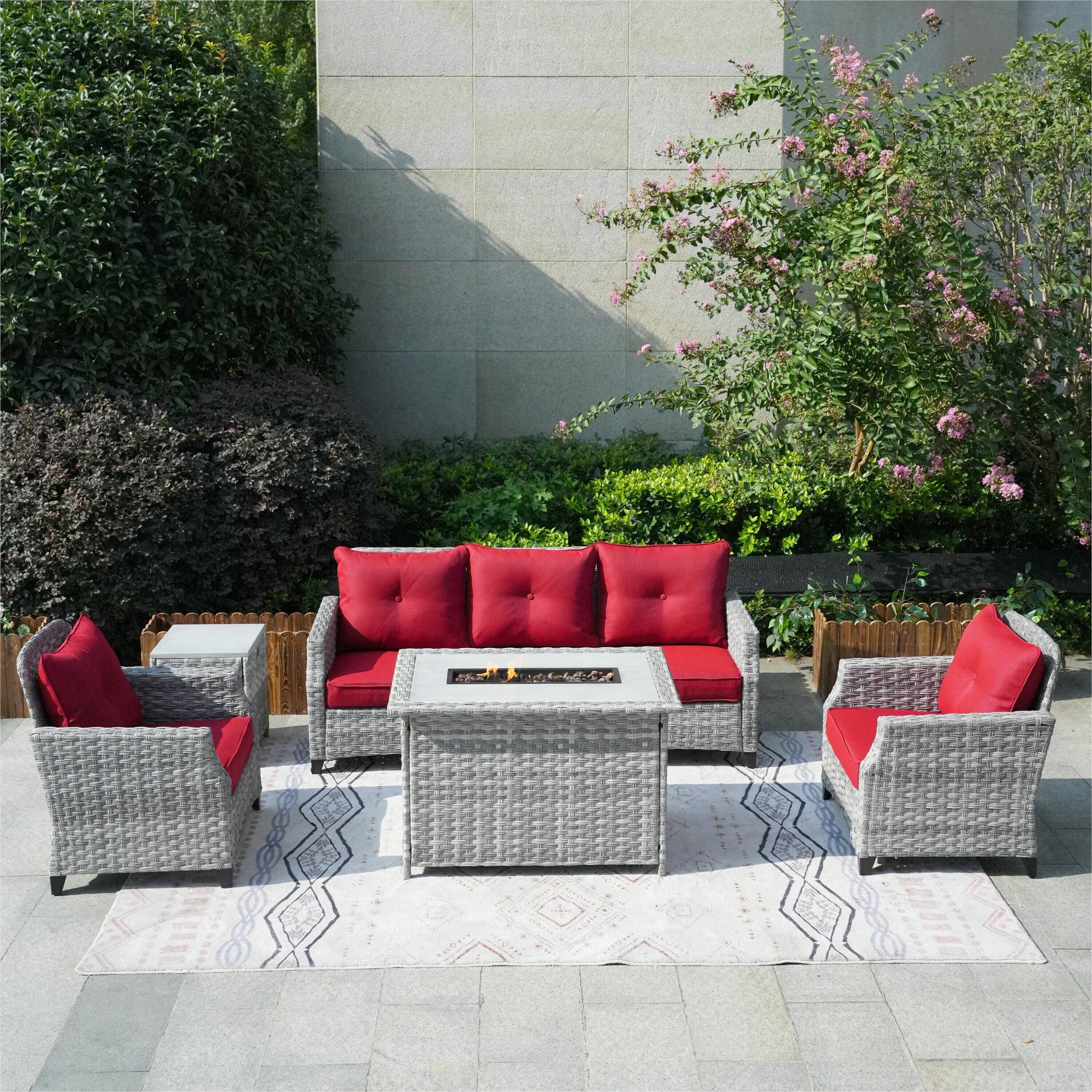 Moda Furnishings PAF-1802-H-RED Patio-Conversation-Sets - View #5