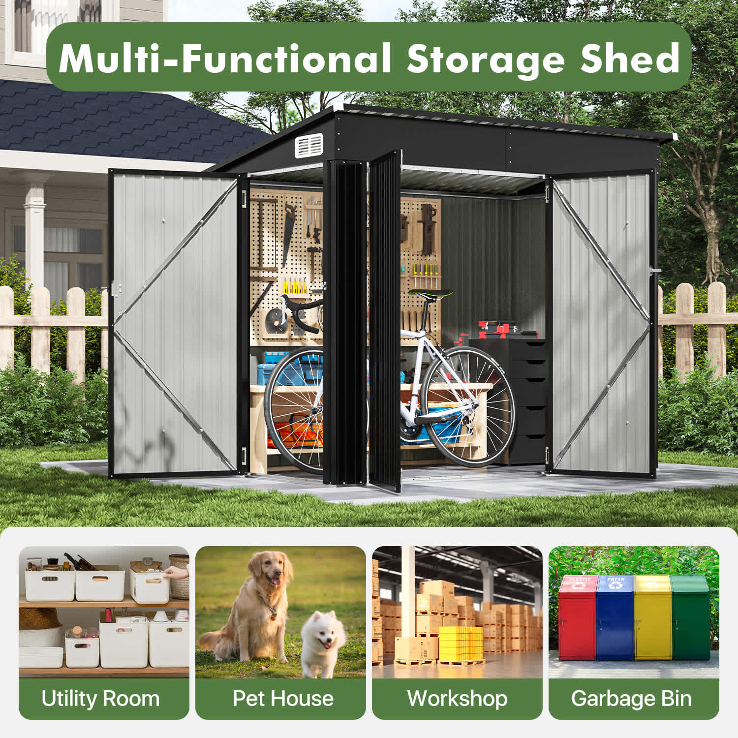 Sunmthink MSD0804-0725BK Metal-Storage-Buildings-Sheds - View #8