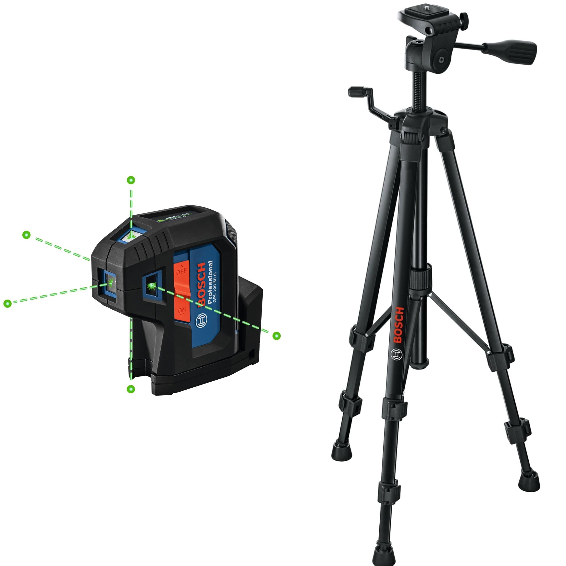 Shop Bosch 125-ft Green 5-Point Self-Leveling Plumb points Laser Level ...