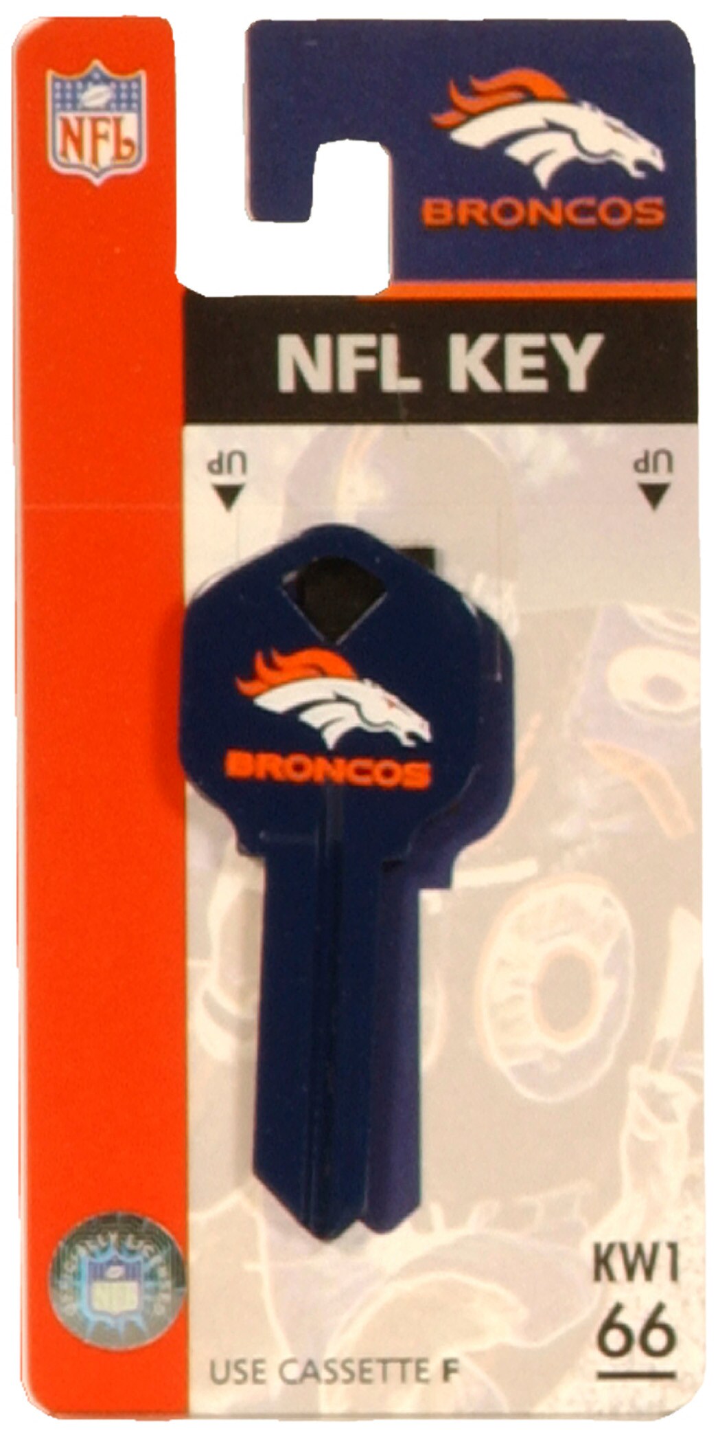 Hillman 446105 Denver Broncos Blue #66 Brass House/Entry Key Blank