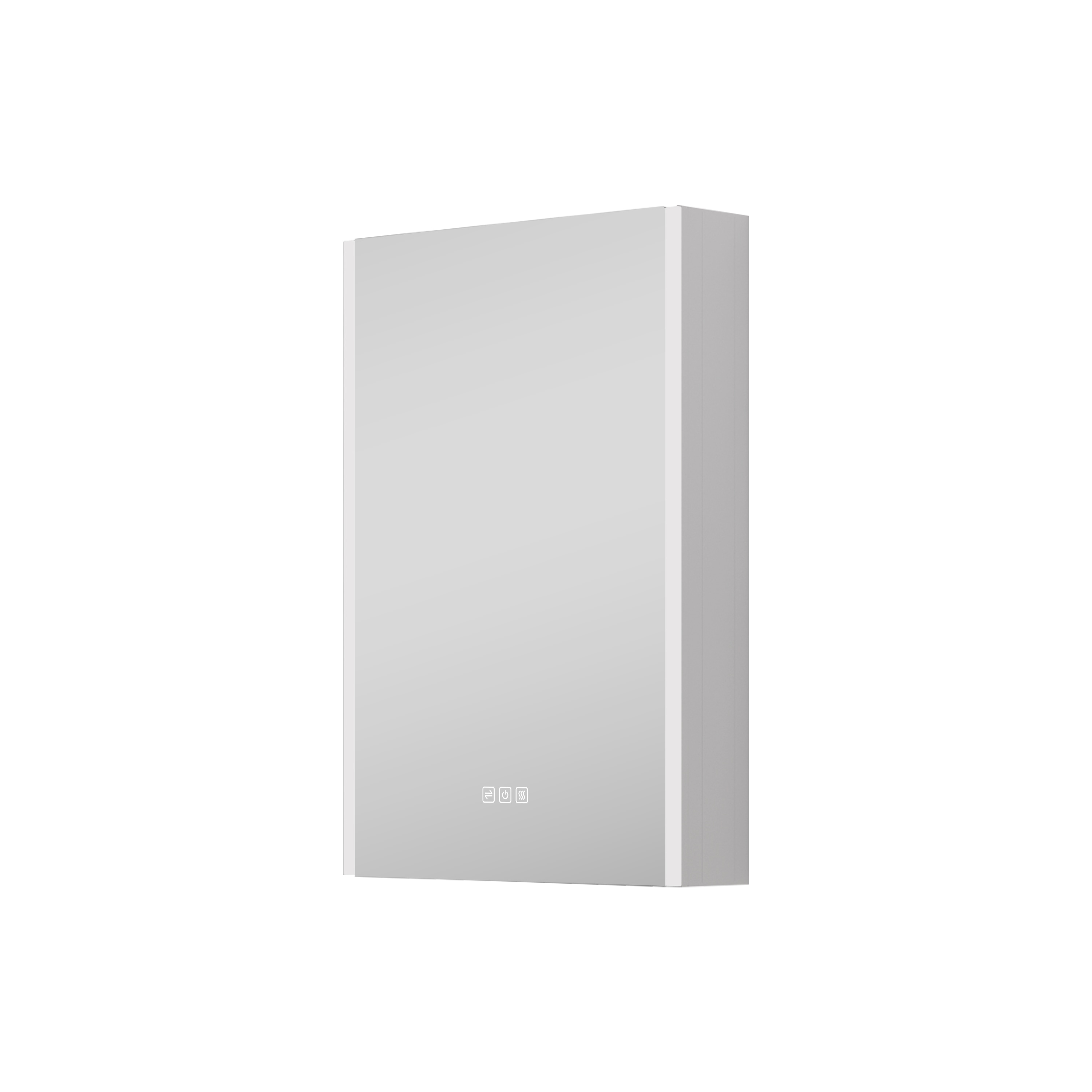 CALVON M14ABMR2030R Multi-Light Strip LED 20-in x 30-in Lighted LED Fog Free Surface Mount Silver Mirrored Rectangle Soft Close Medicine Cabinet with Outlet