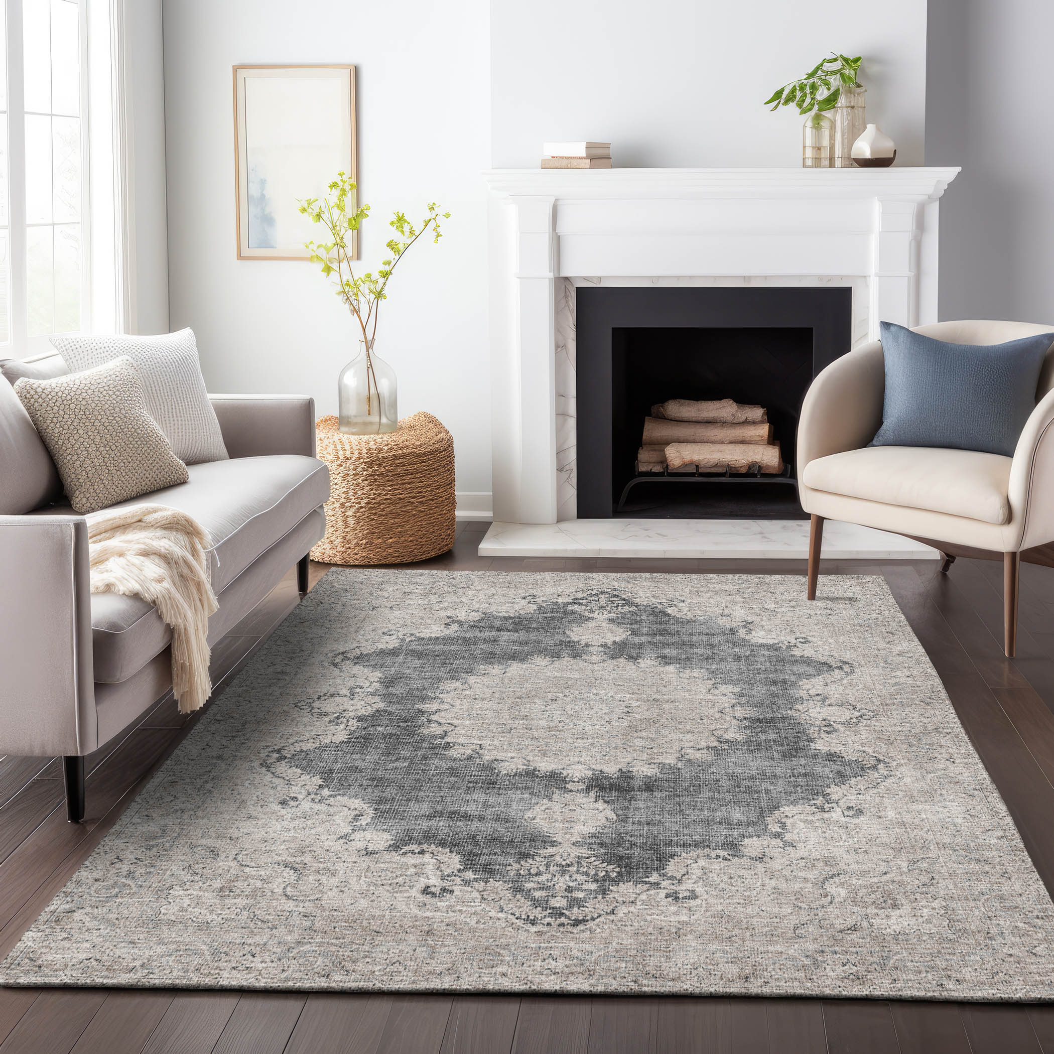 Addison Rugs ACN1003BK30X46 Chantille ACN1003BK 2 x 3 (ft) Polyester Black Rectangular Indoor/Outdoor Geometric Machine washable Area rug