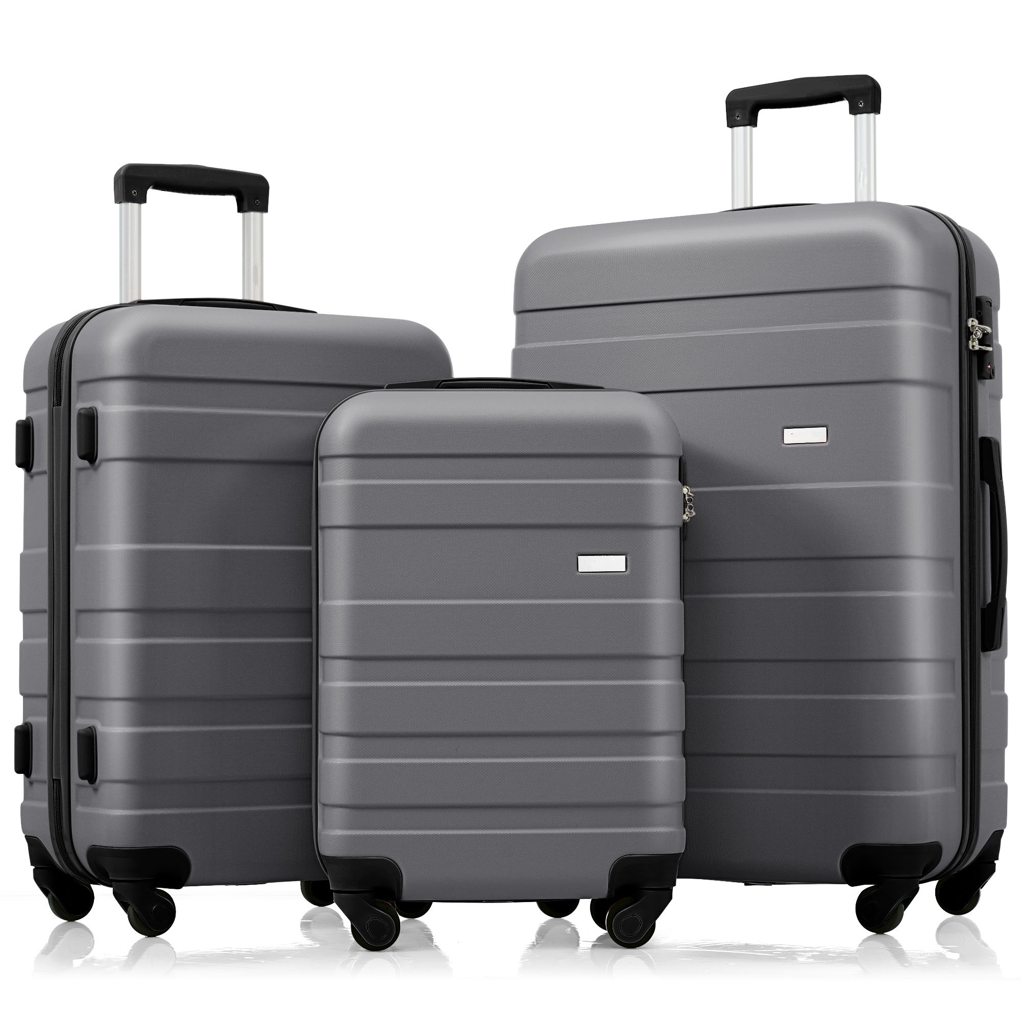 SINOFURN SYD9200001DB 20.6x11.6x29 Gray Plastic Hardshell Suitcase set 3 -Bag