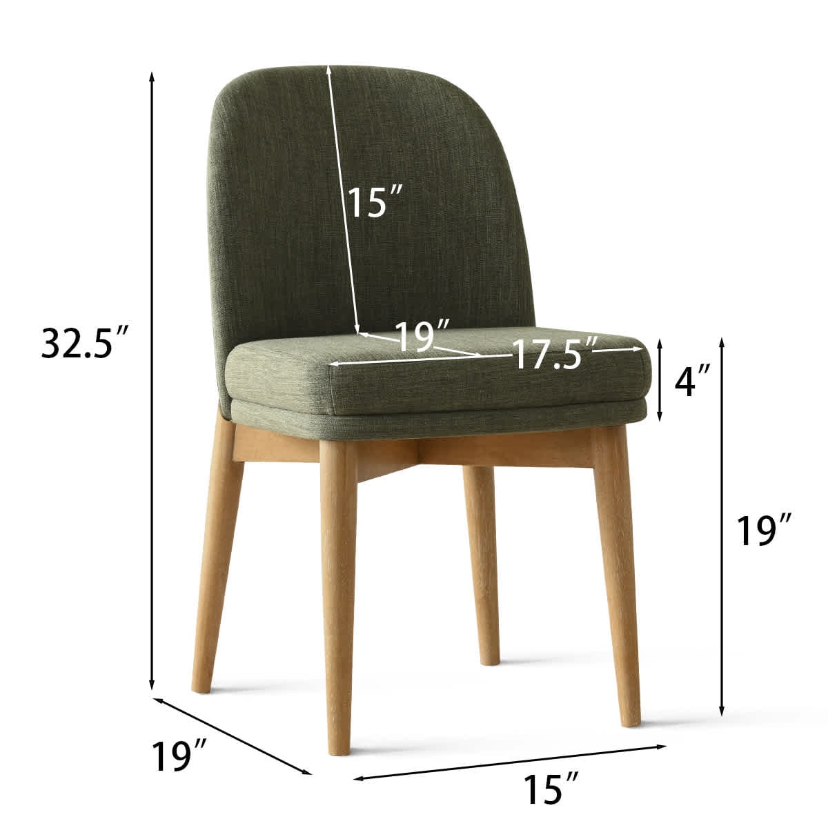 Maison Boucle HAVANA-WOOD-GREEN2 Dining-Chairs - View #5