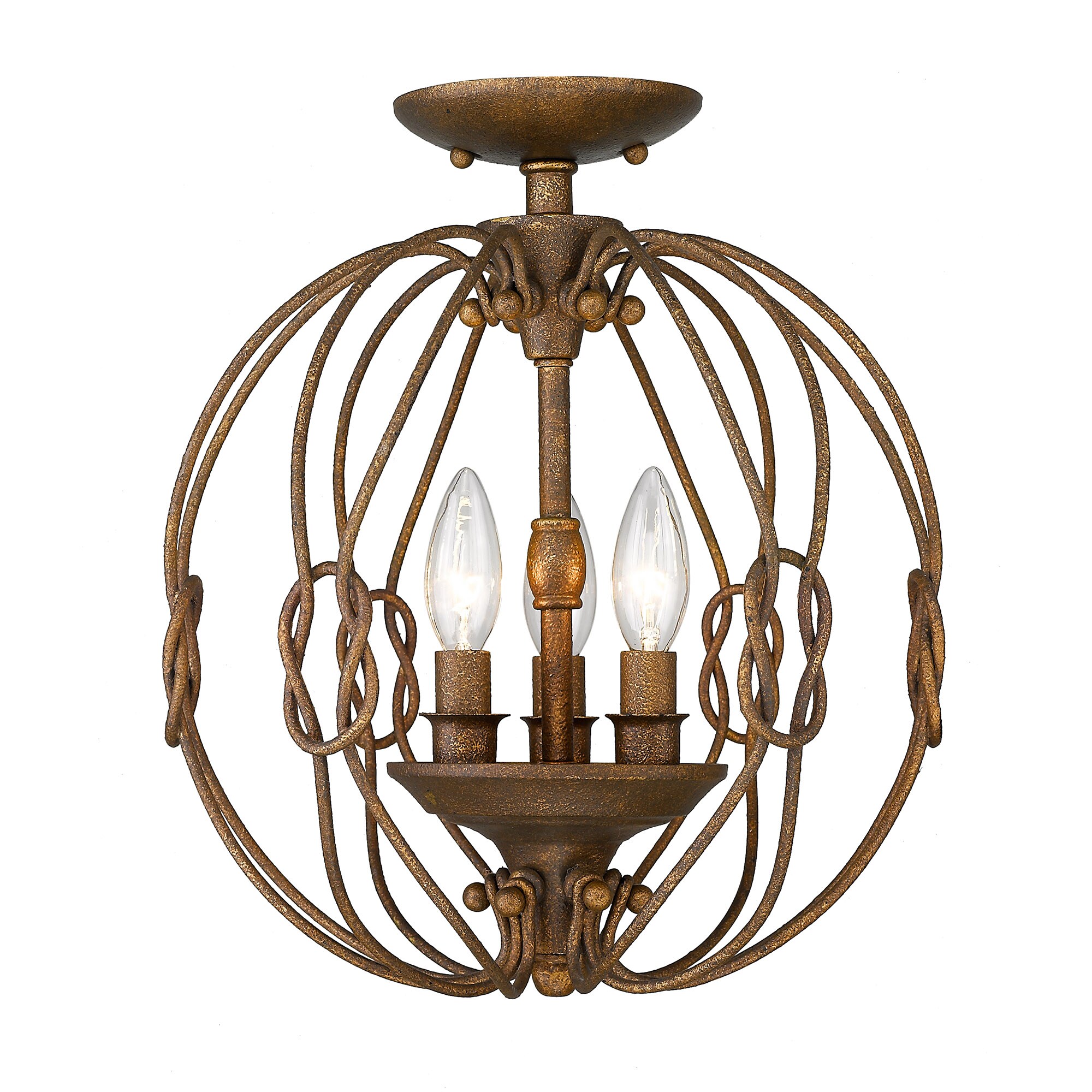 Golden Lighting 1349-SF BC Antoinette 3 -Light 12.63-in Brushed Bronze Semi Flush Mount Light