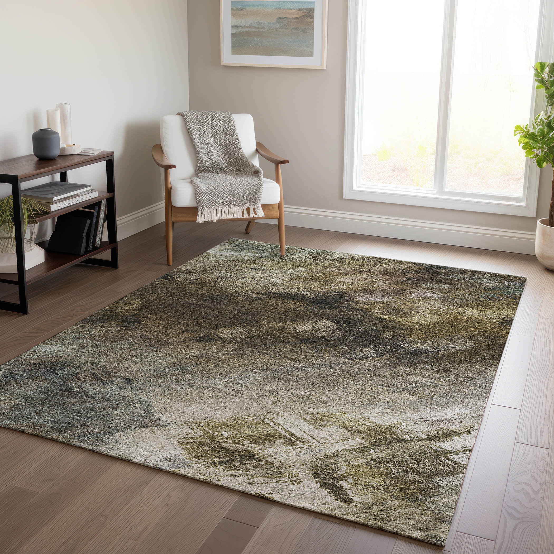 Addison Rugs ACN590CH8X10 Chantille ACN590CH 8 x 10 (ft) Polyester Chocolate Rectangular Indoor/Outdoor Abstract Machine washable Area rug