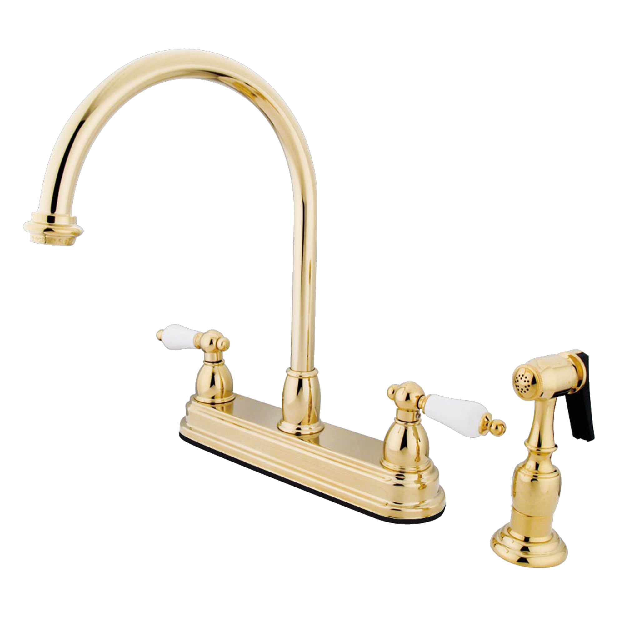 Elements of Design EB3752PLBS Chicago Polished brass Double Handle Deck-mount Kitchen Faucet ( Deck Plate Included ) ( Side Sprayer Included )