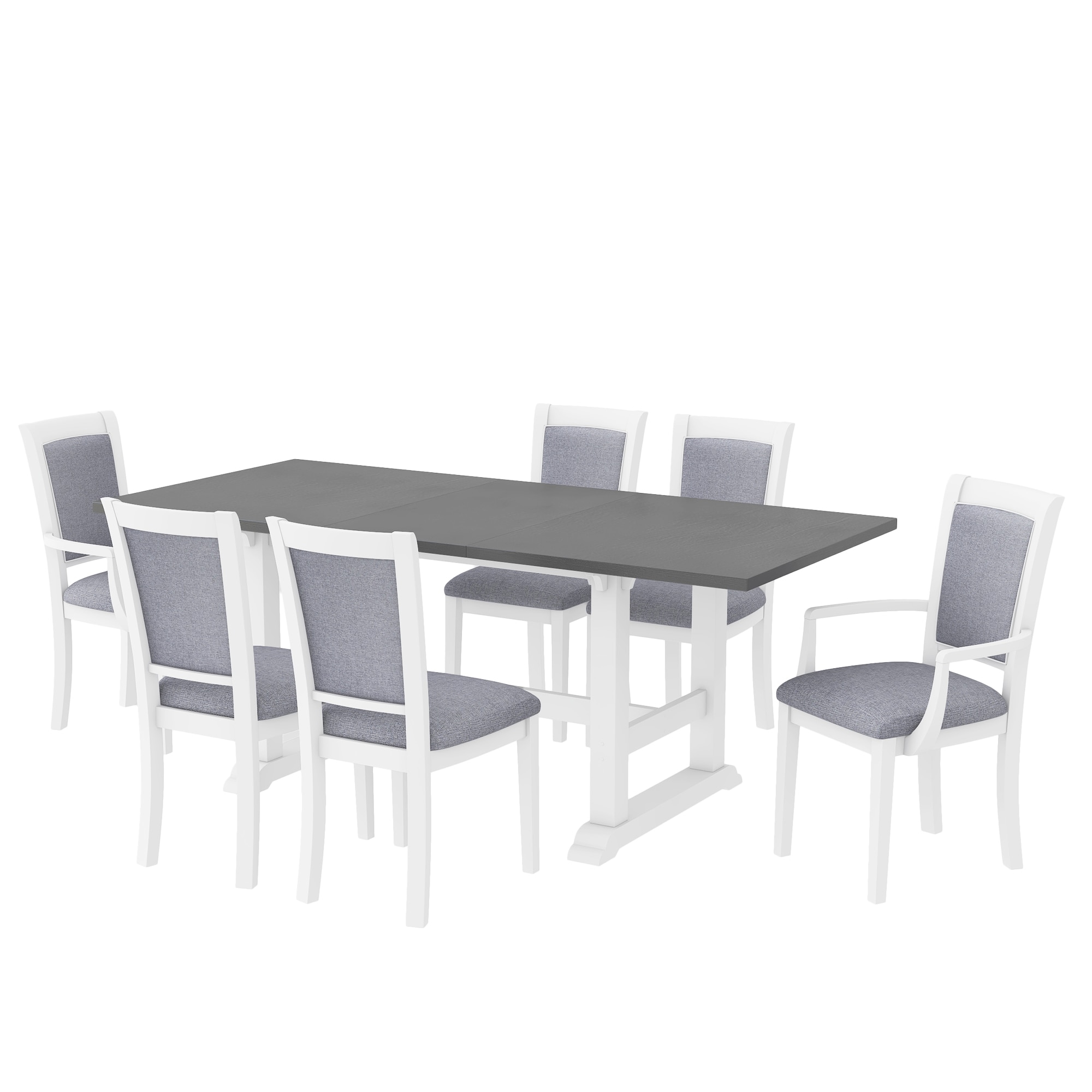 SINOFURN SYA010564BN White Rustic Dining Room Set with Rectangular Table ( Seats 6 )