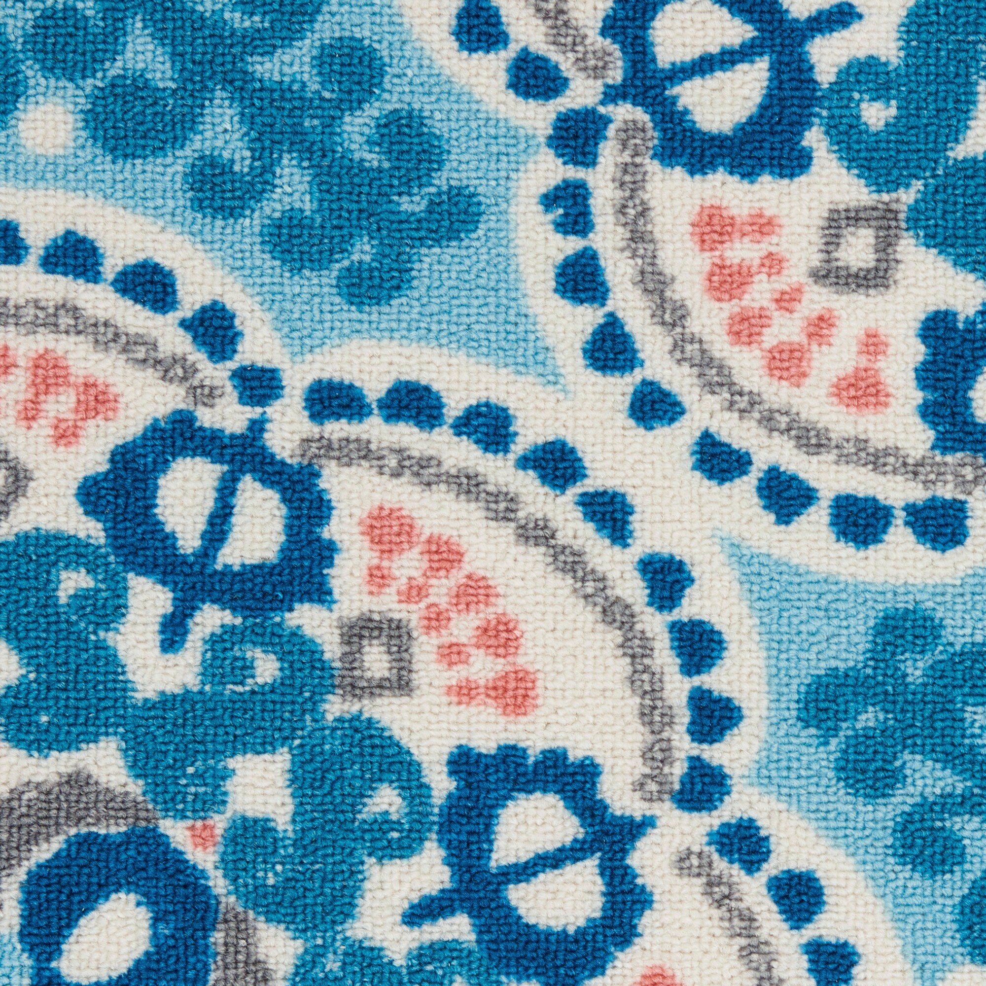 Blue Floral Synthetic Reversible 5' x 7' Area Rug