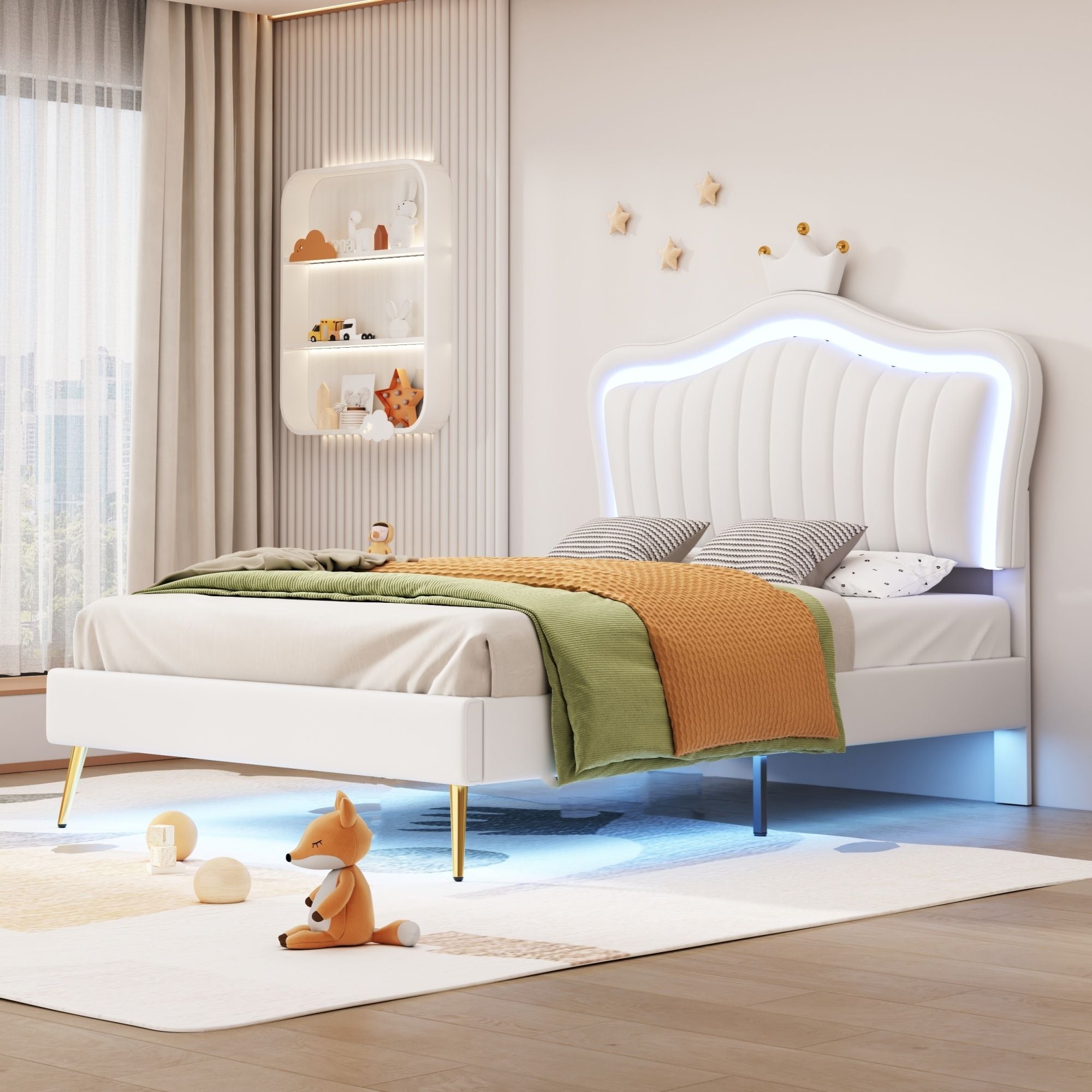 Yiekholo LL-1831AAK White Twin Wood Bed frame Bed