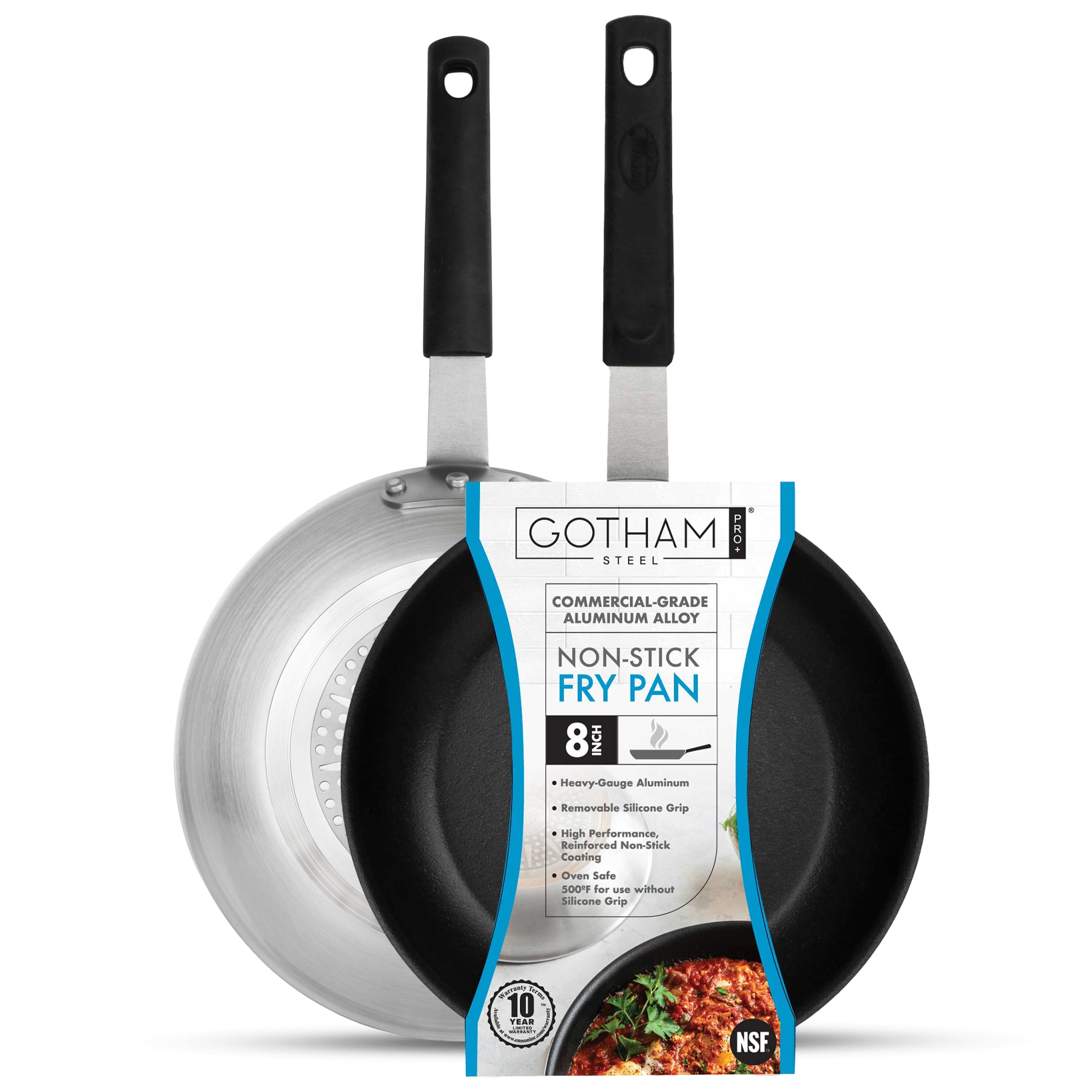 Gotham Steel Professional Series NSF Fry Pan with Removeable Rubber Handle - 8 inch