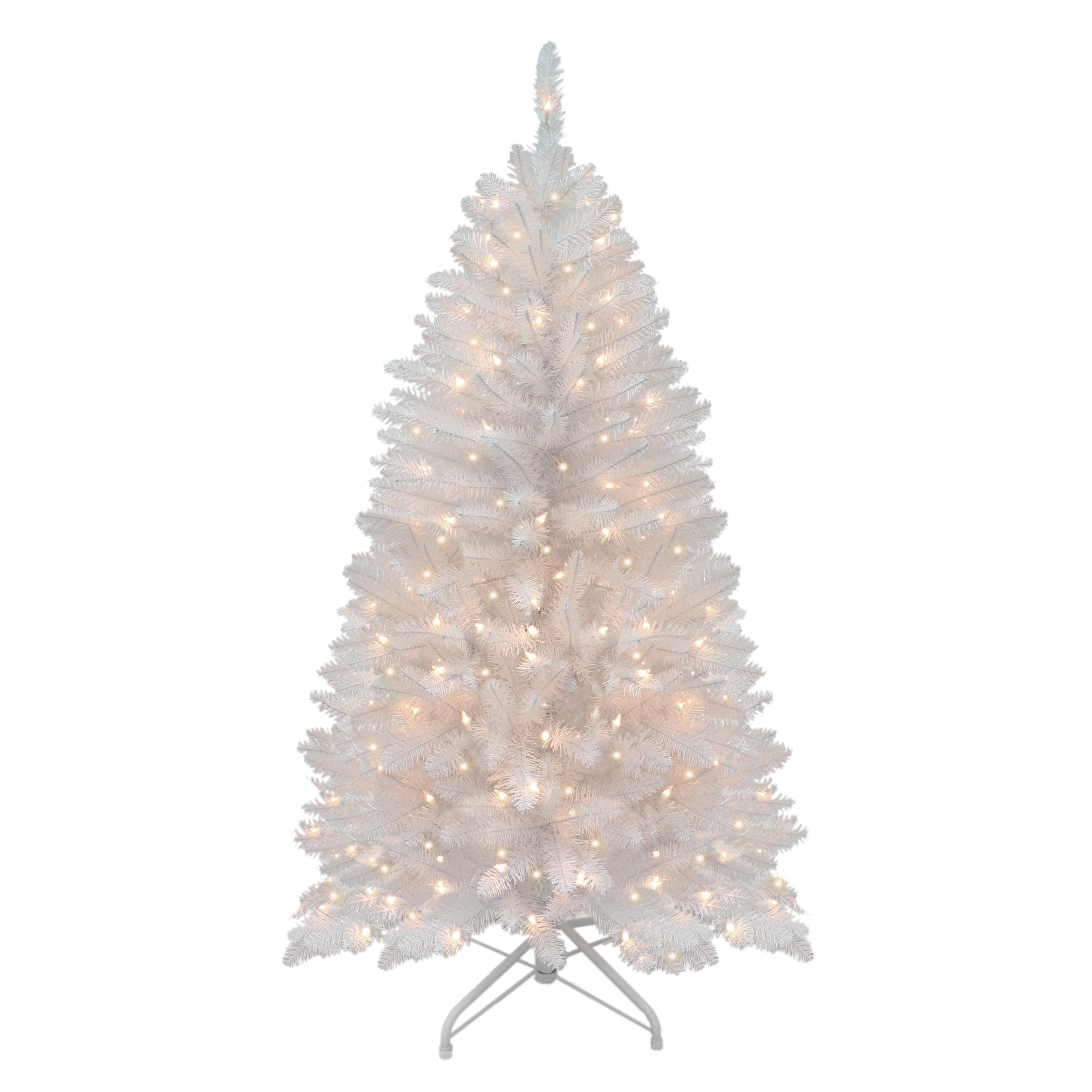 Puleo International 4.5-ft Pencil Pine Pre-lit Artificial Tree Slim ...