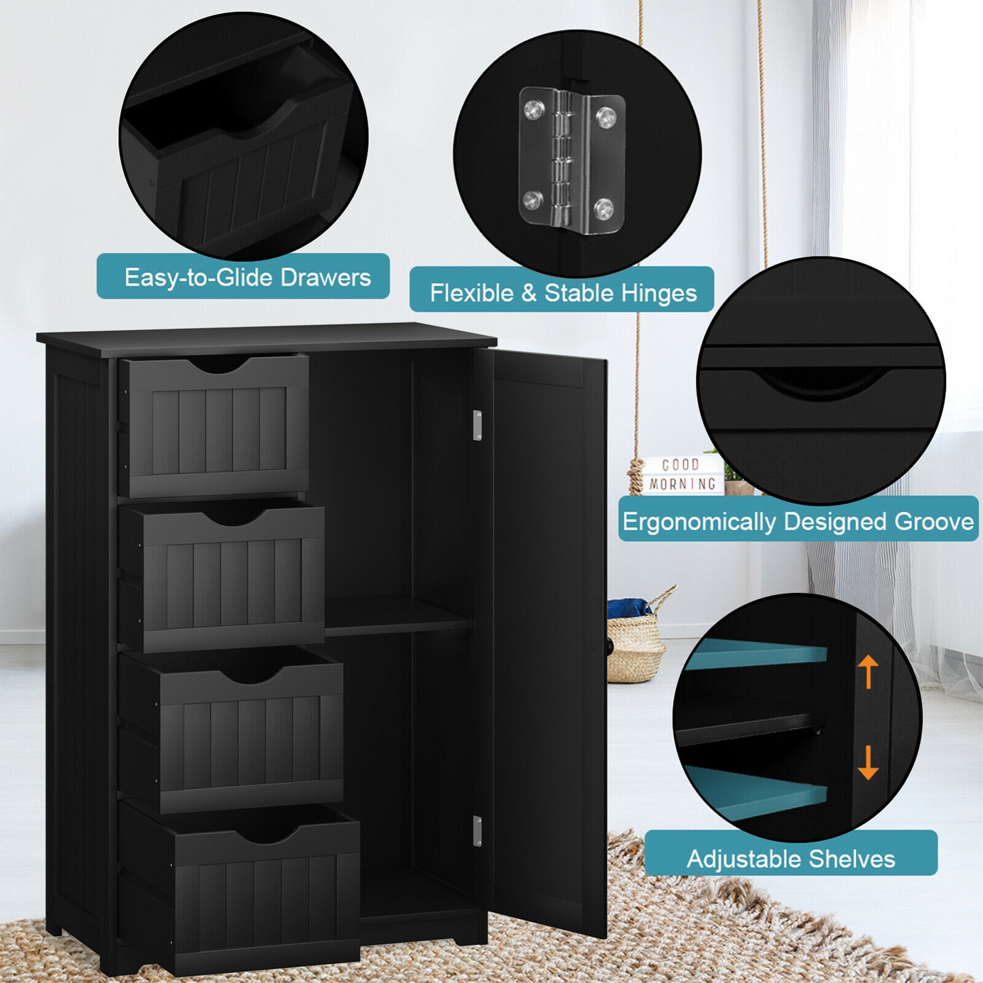 WELLFOR OUJ65930BK Linen-Cabinets - View #4