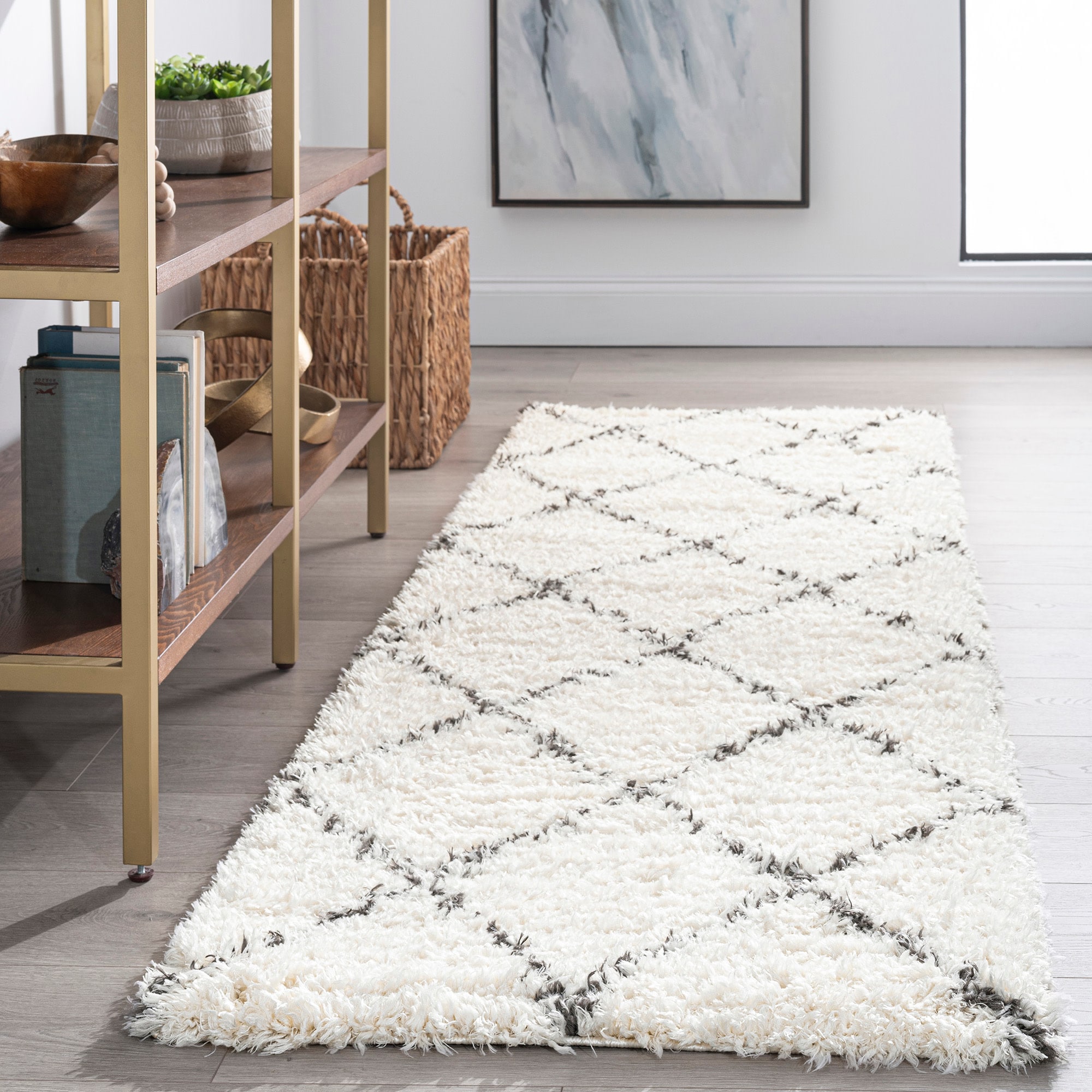 Tayse HEA1128 2X8 Heavenly Shag 2 x 8 (ft) Loomed Polyester White Rectangular Indoor Runner rug