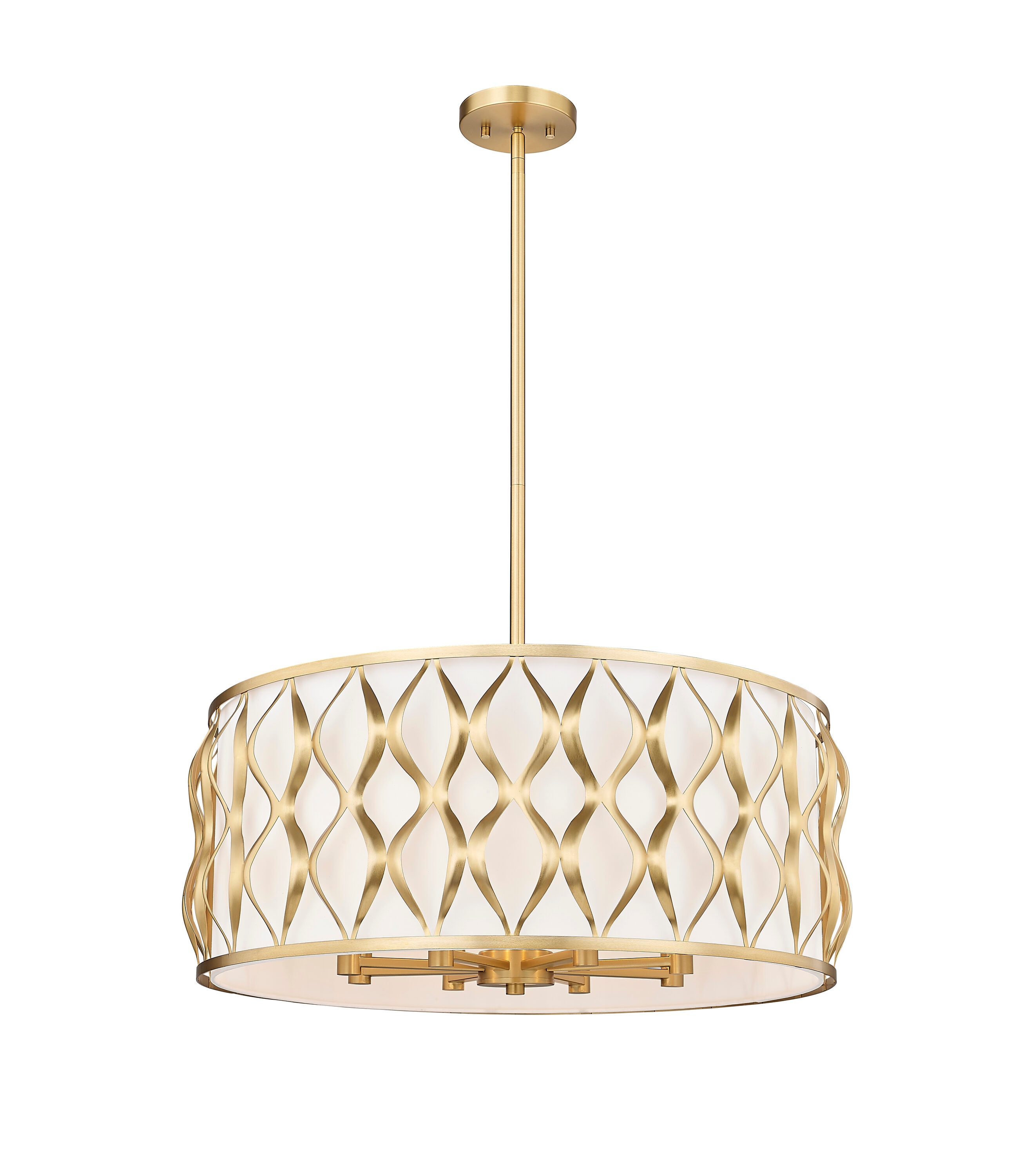 Modern Gold Drum 8-Light Indoor/Outdoor Pendant