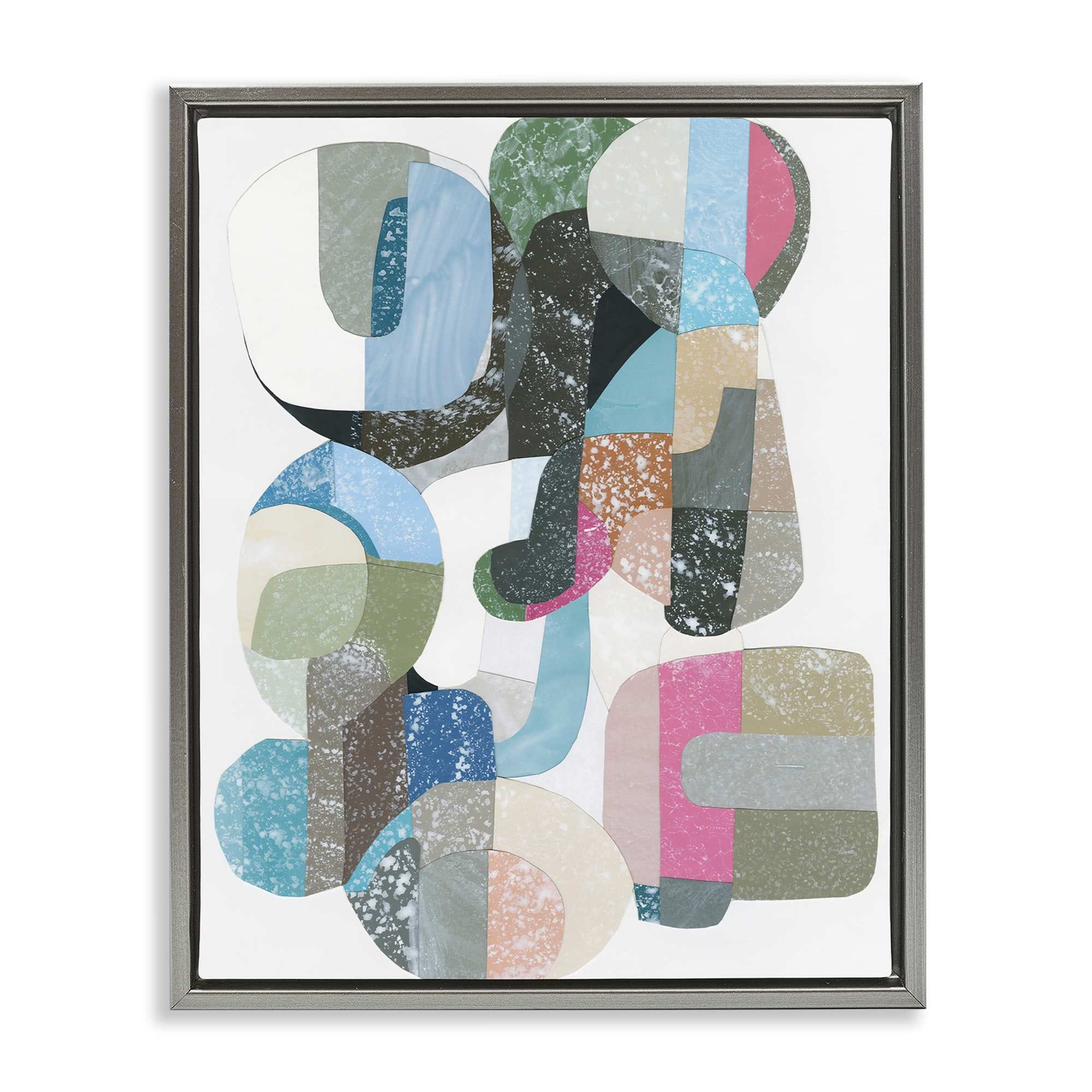 Stupell Industries BS-400-FFL-24X30 Pastel Shapes Intertwined Gray Framed Floater Canvas Wall Art By Coco Good 25 x 31